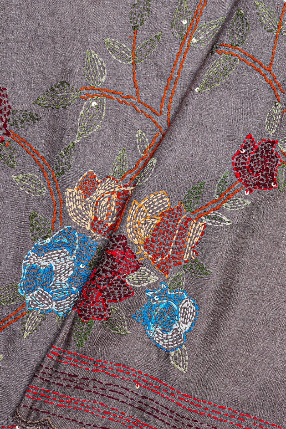 Fancy Tussar Grey  Saree