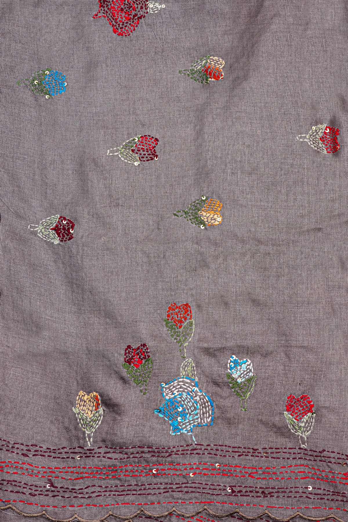 Fancy Tussar Grey  Saree