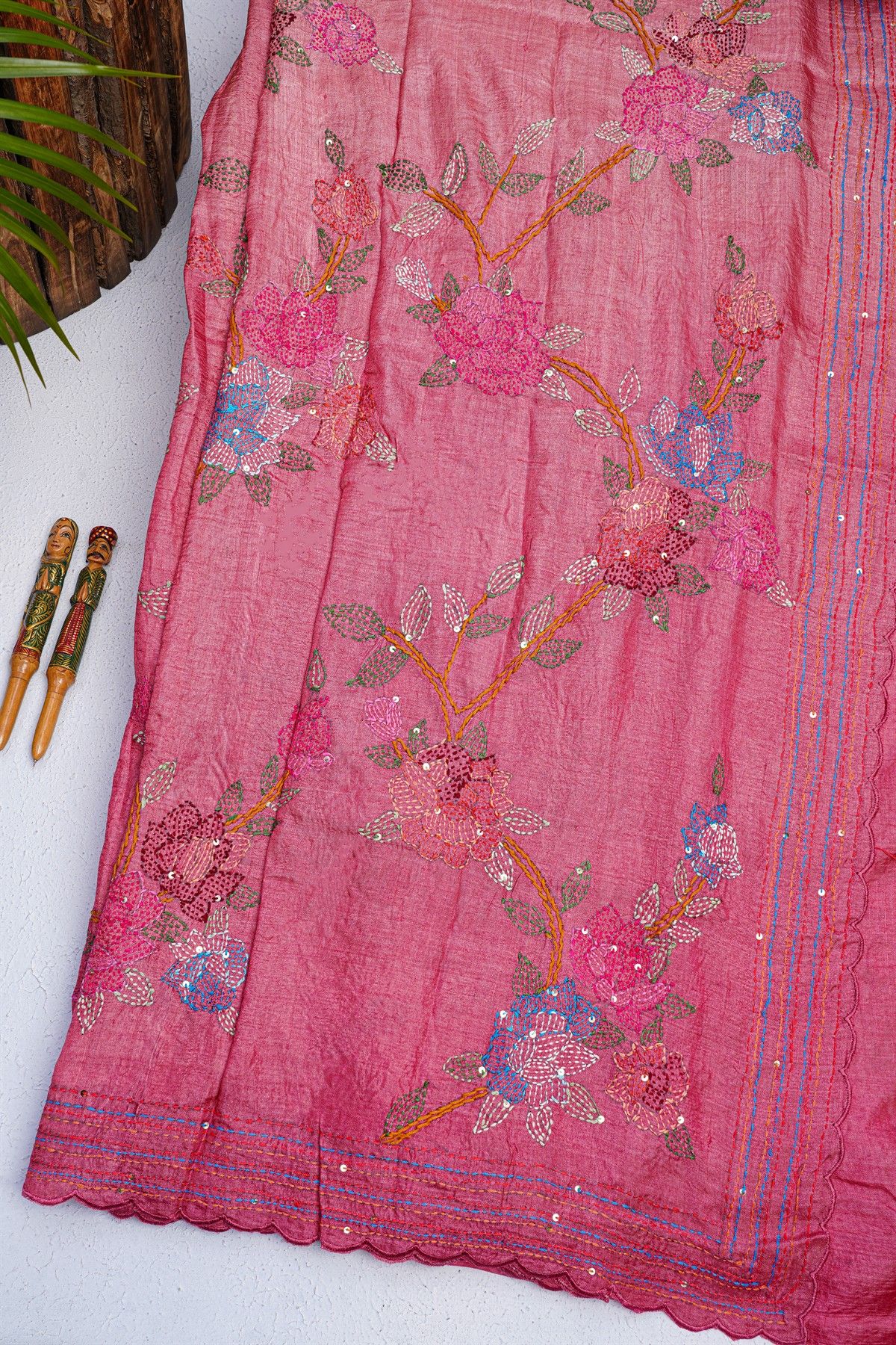 Fancy Tussar Magenta  Saree