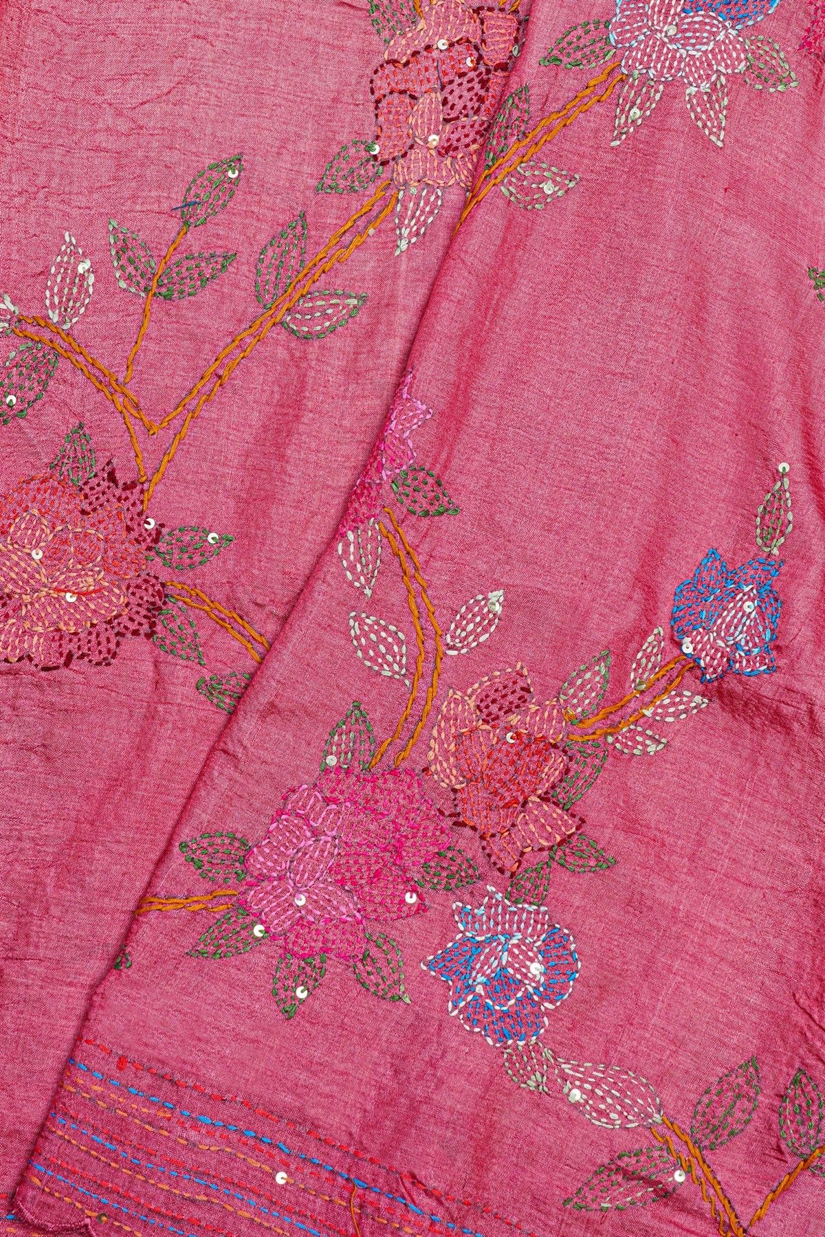 Fancy Tussar Magenta  Saree