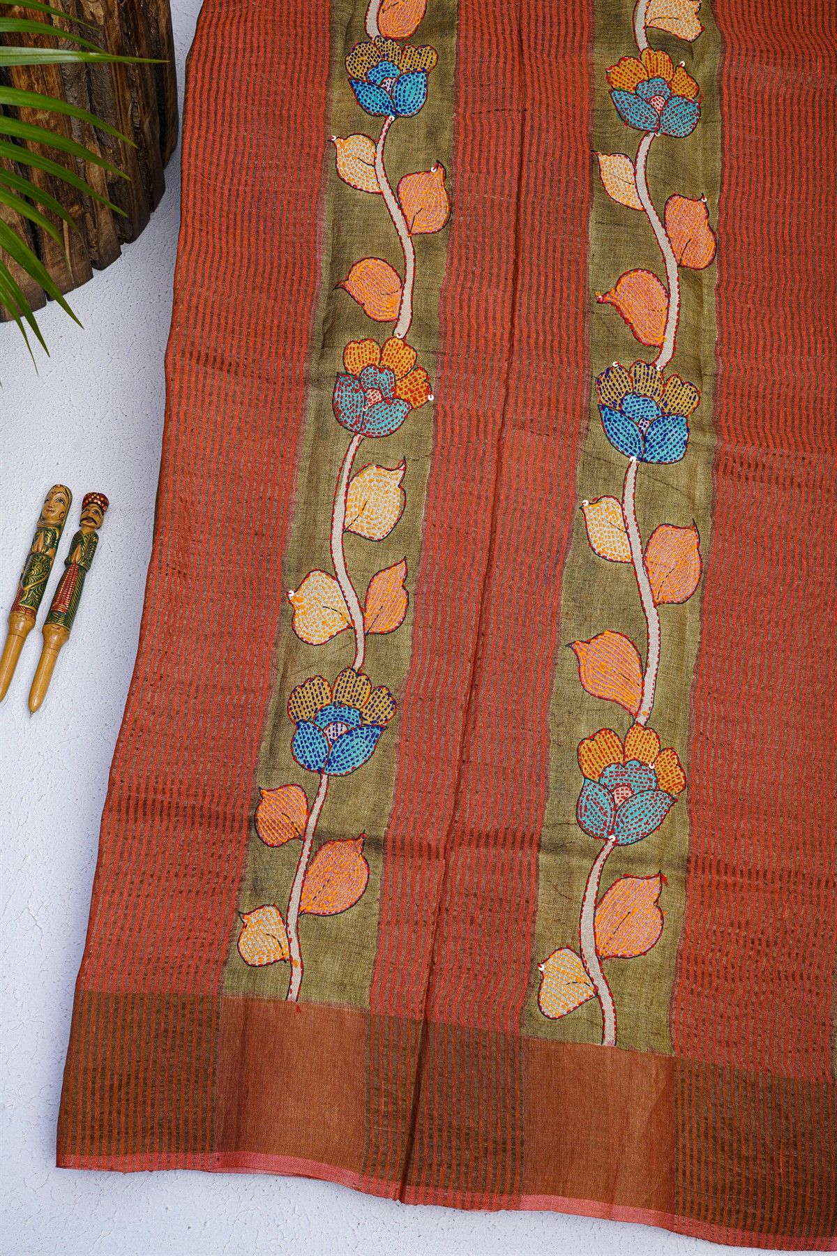 Fancy Tussar Mehendi Green  Saree