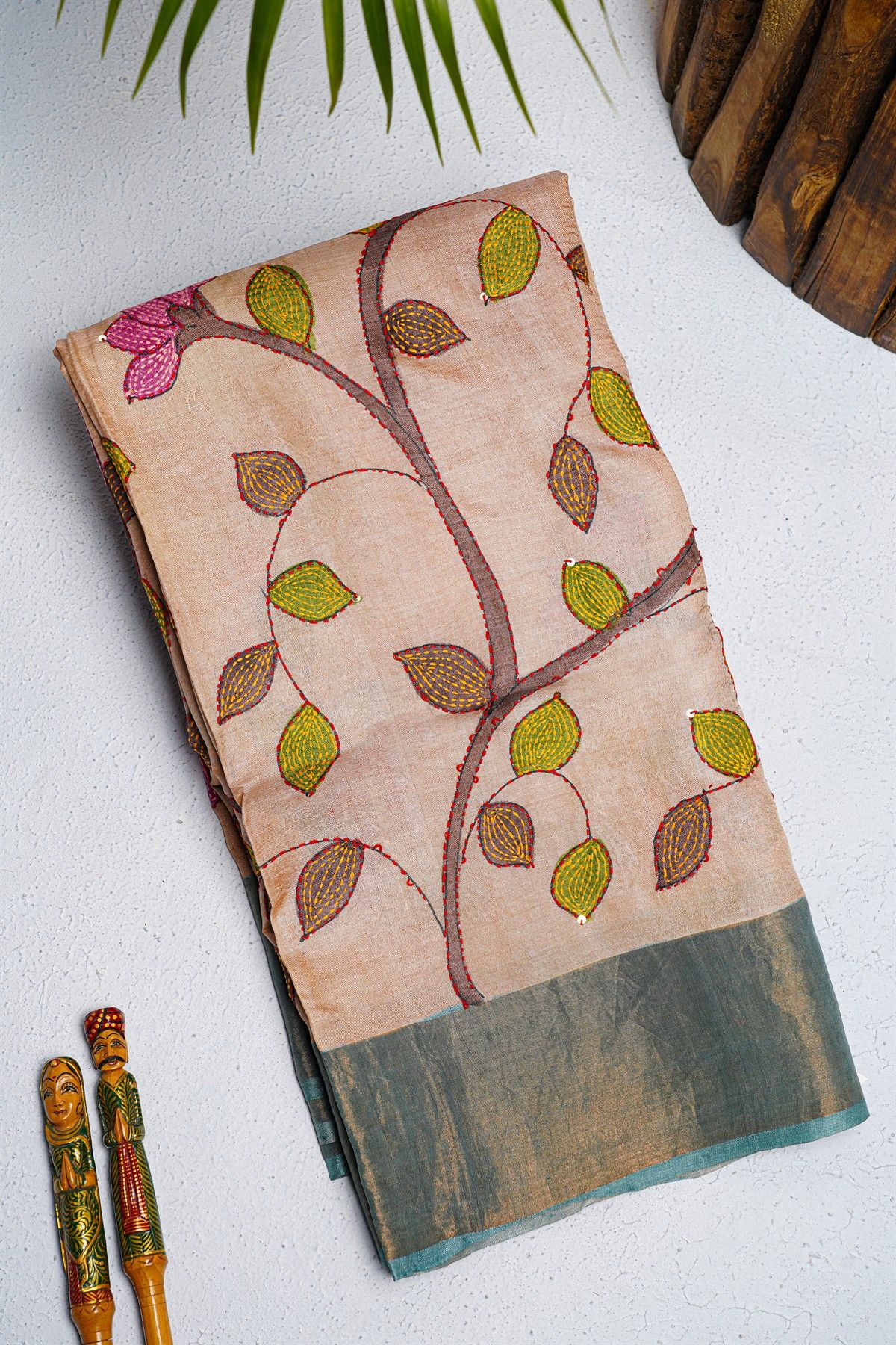 Fancy Tussar Cream  Saree