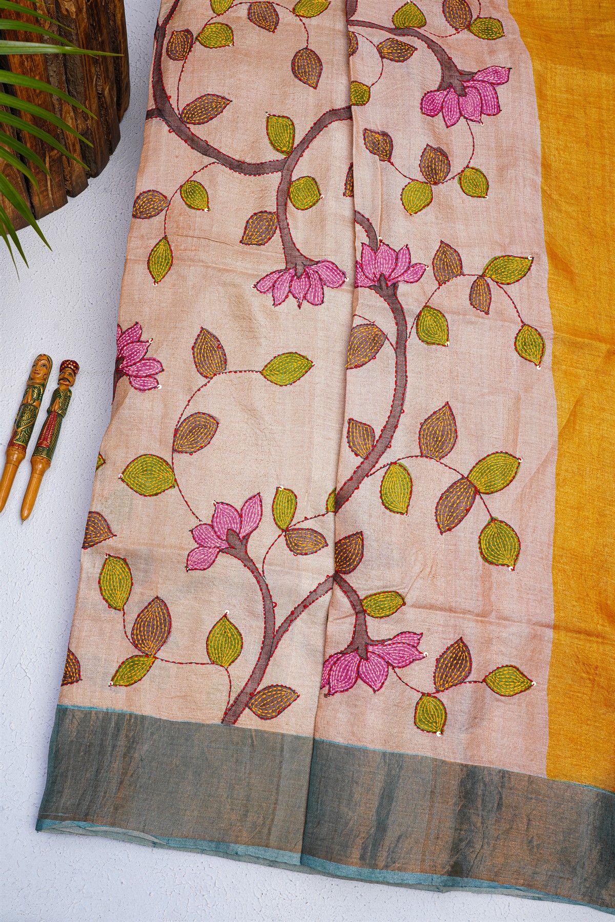 Fancy Tussar Cream  Saree