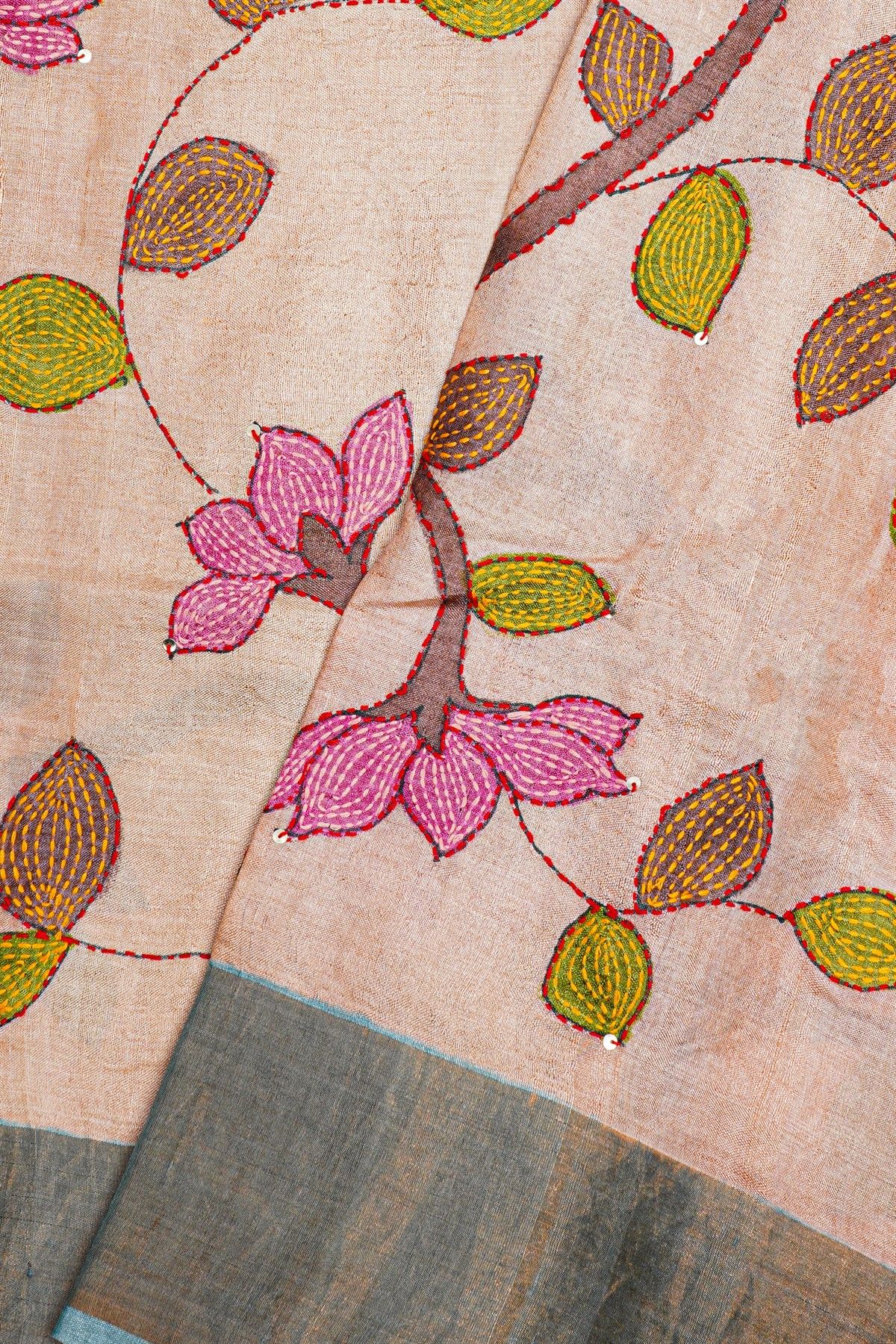 Fancy Tussar Cream  Saree