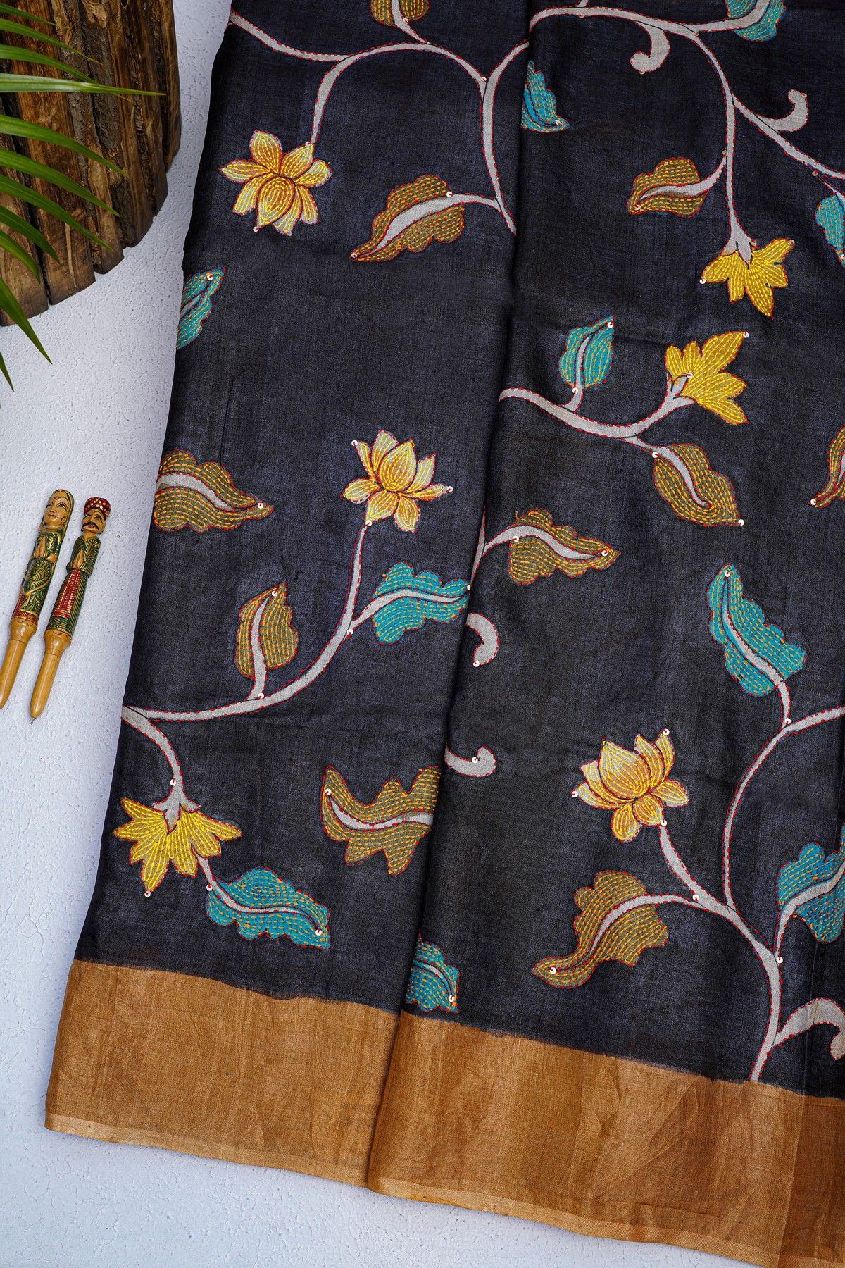 Fancy Tussar Black Saree