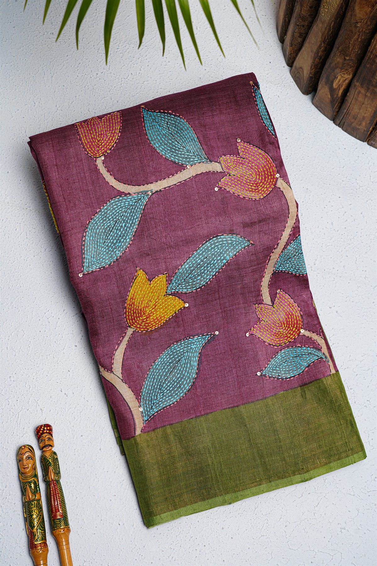 Designer Tussar purple saree