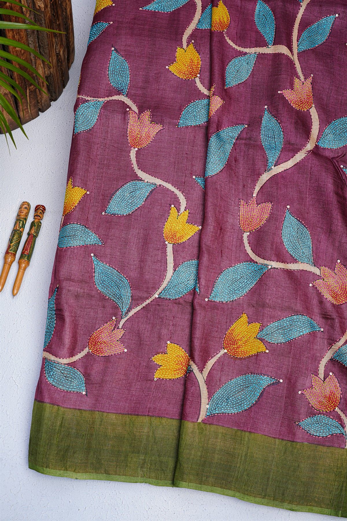 Designer Tussar purple saree