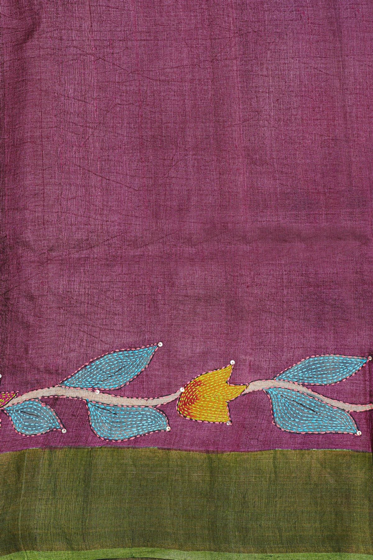 Designer Tussar purple saree