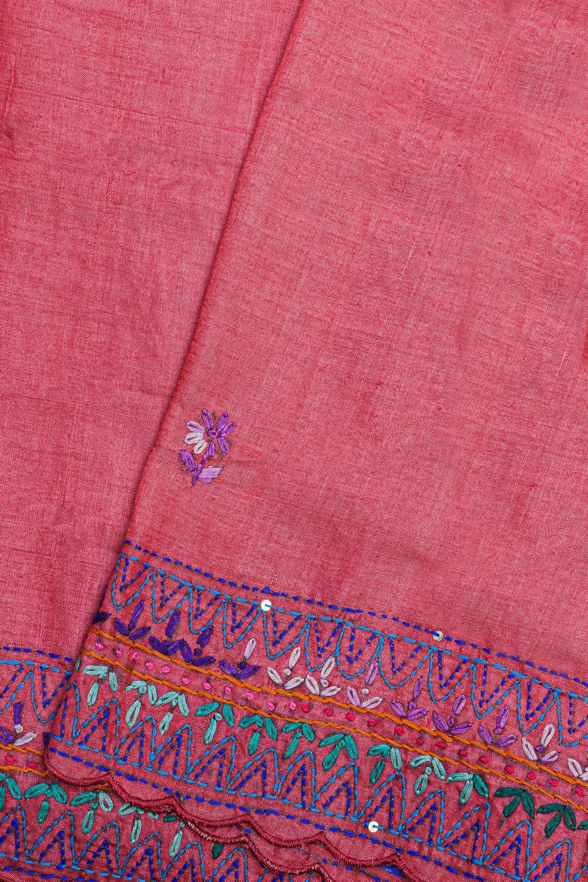 Fancy Tussar Pink Saree