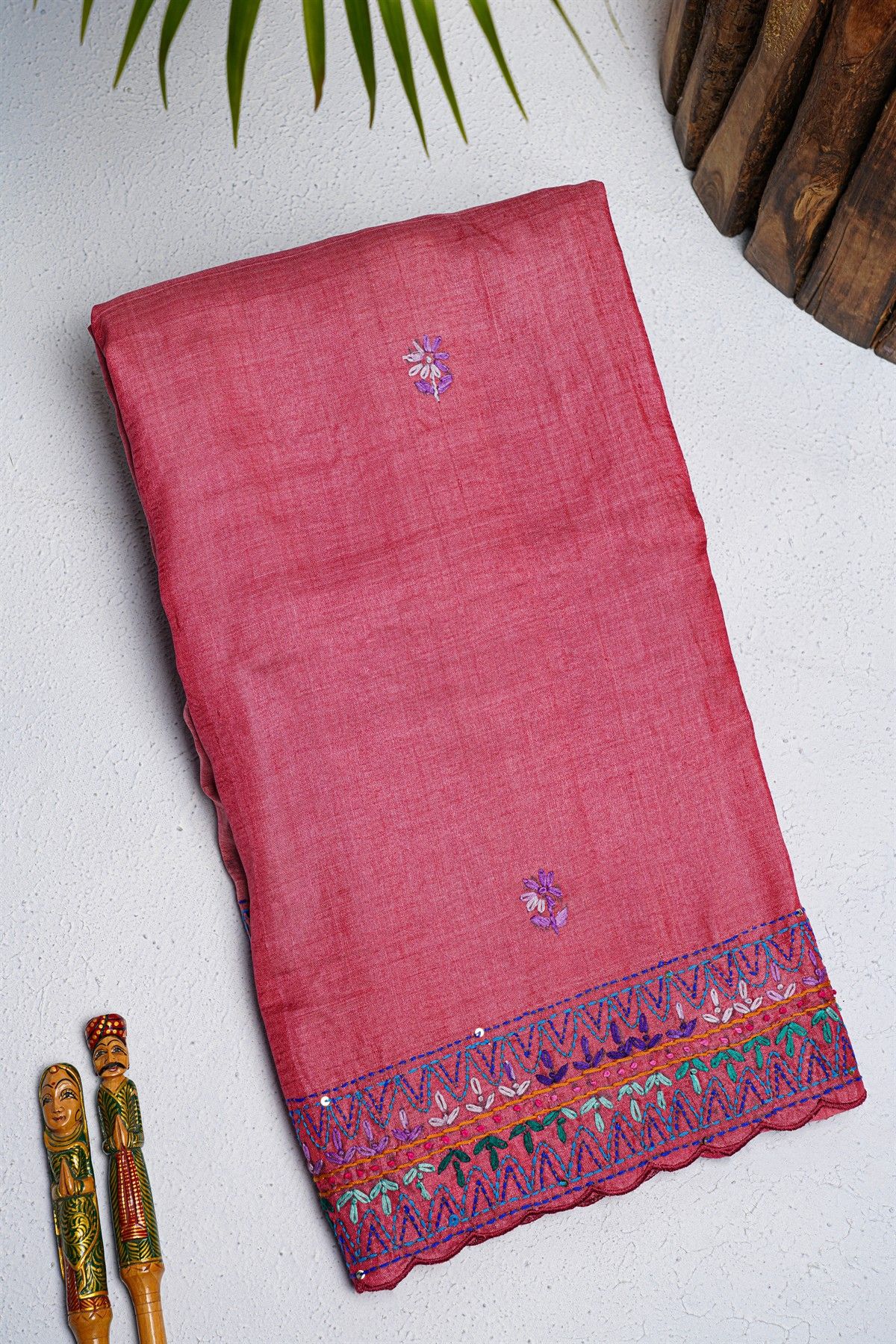 Fancy Tussar Pink Saree
