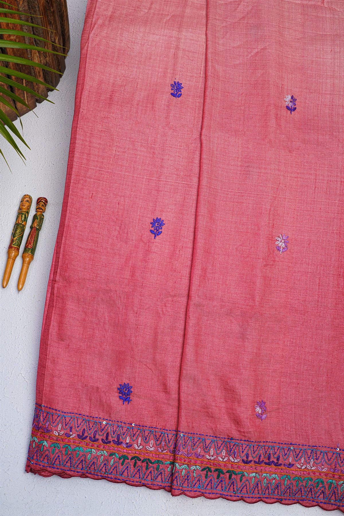 Fancy Tussar Pink Saree