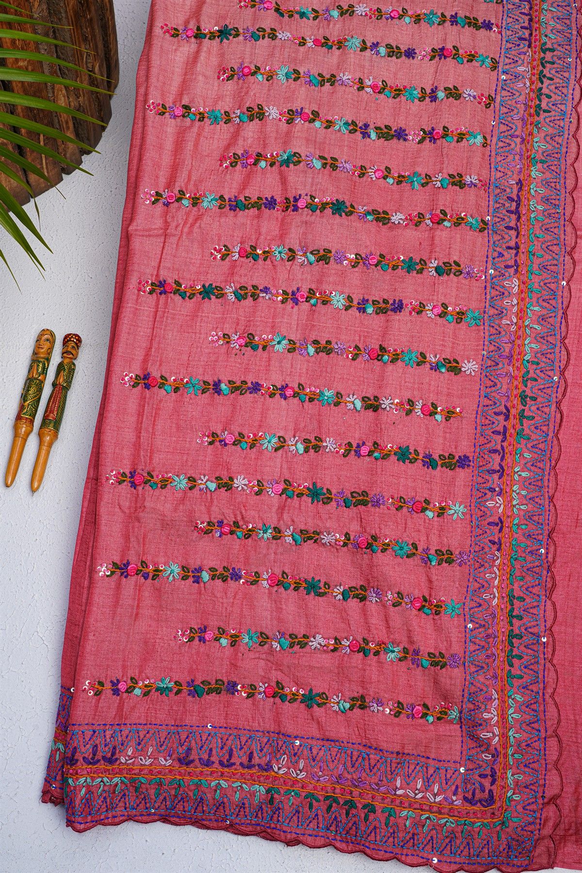 Fancy Tussar Pink Saree