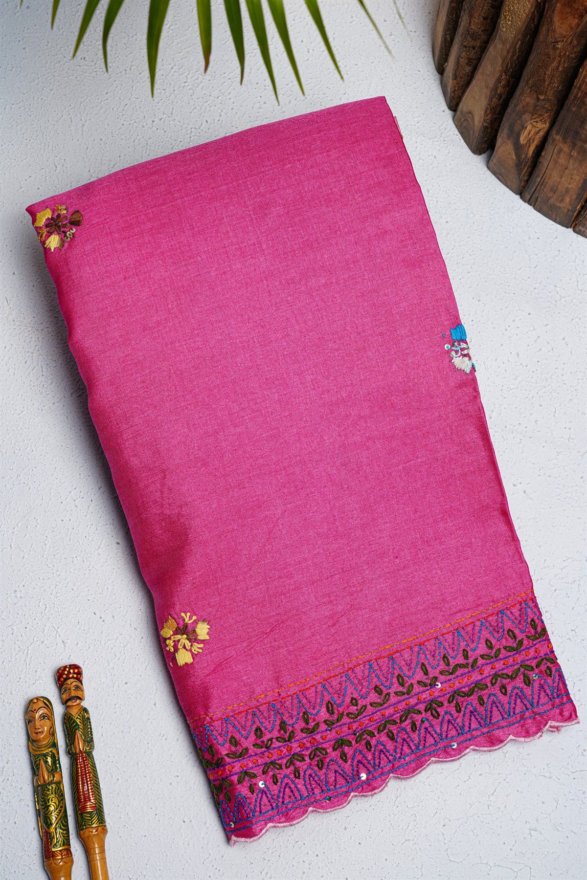 Fancy Tussar Pink Saree