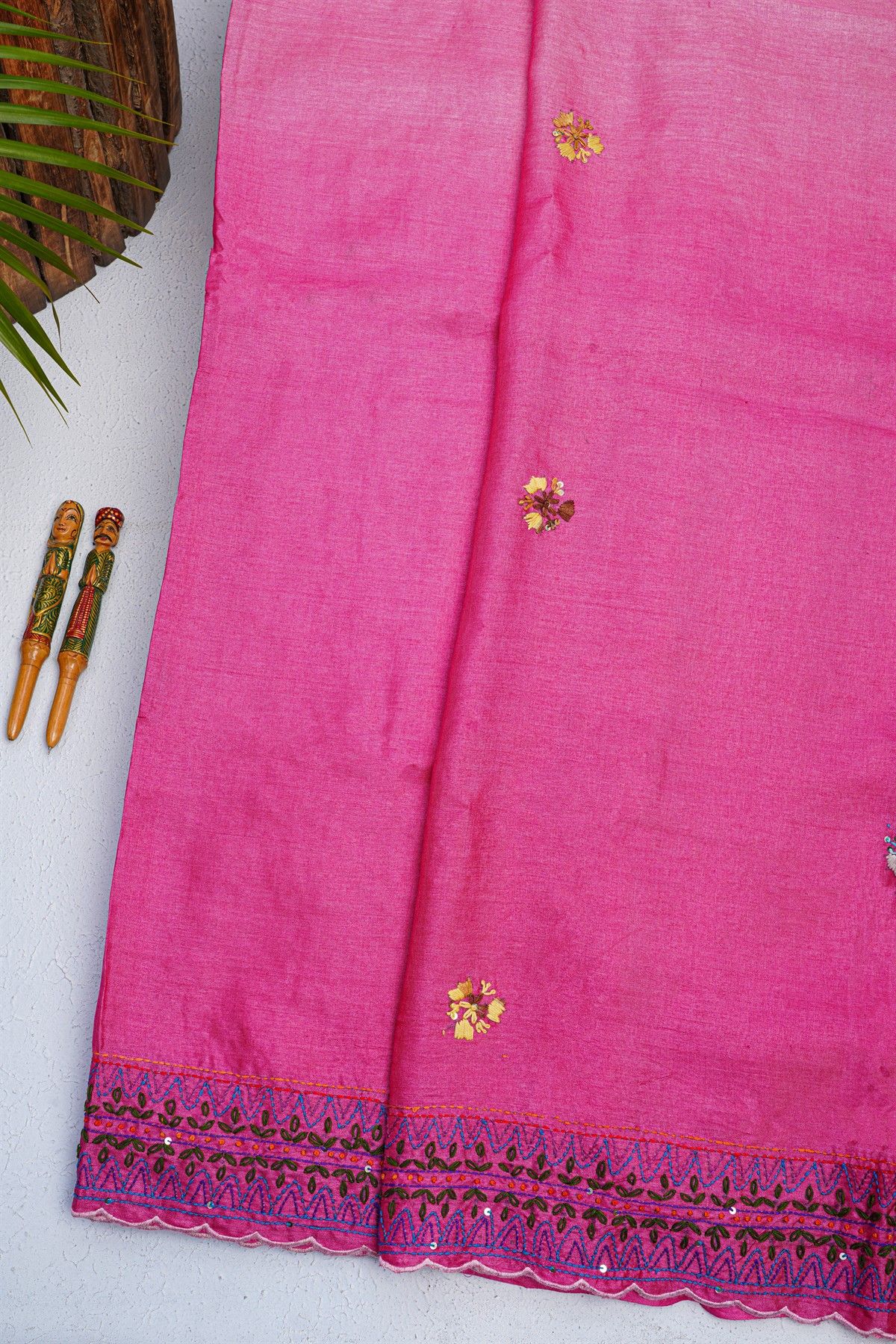 Fancy Tussar Pink Saree