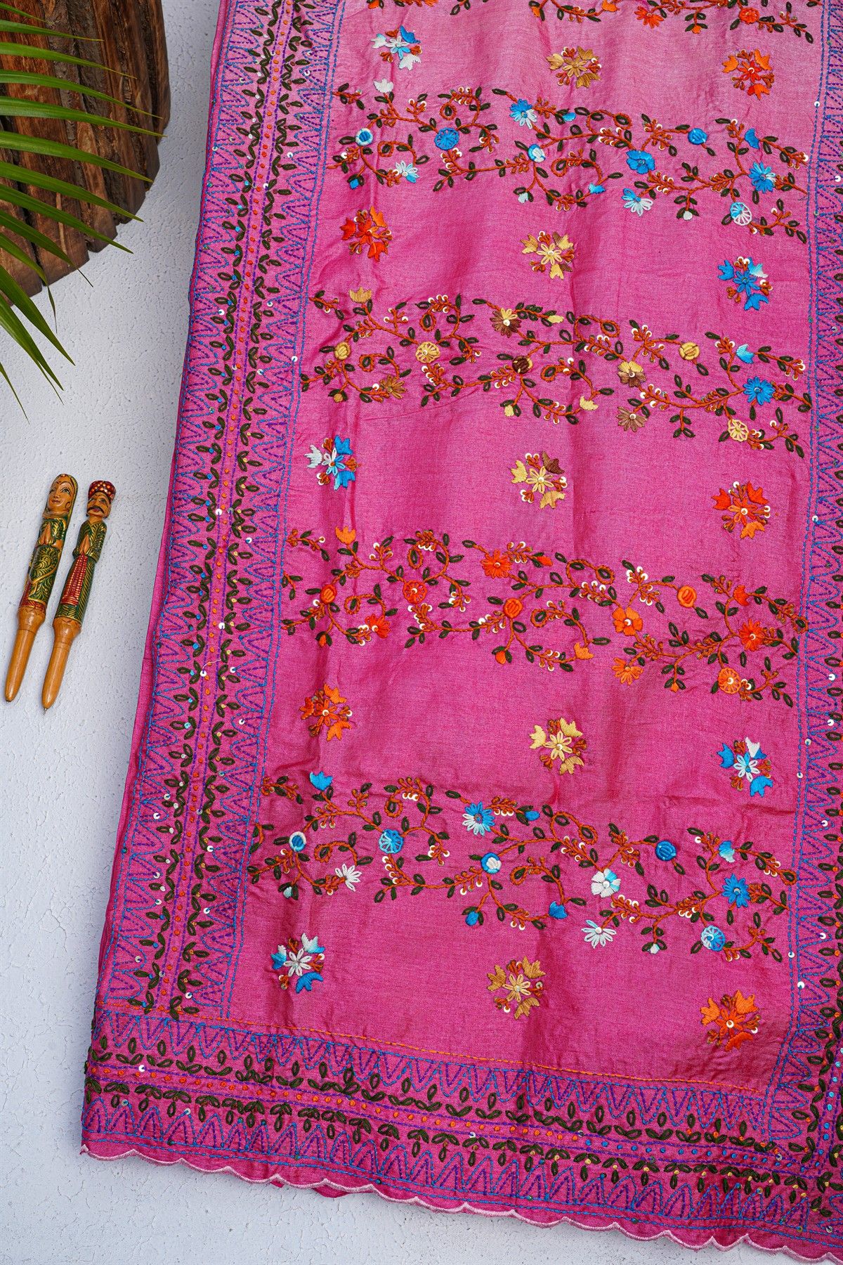 Fancy Tussar Pink Saree