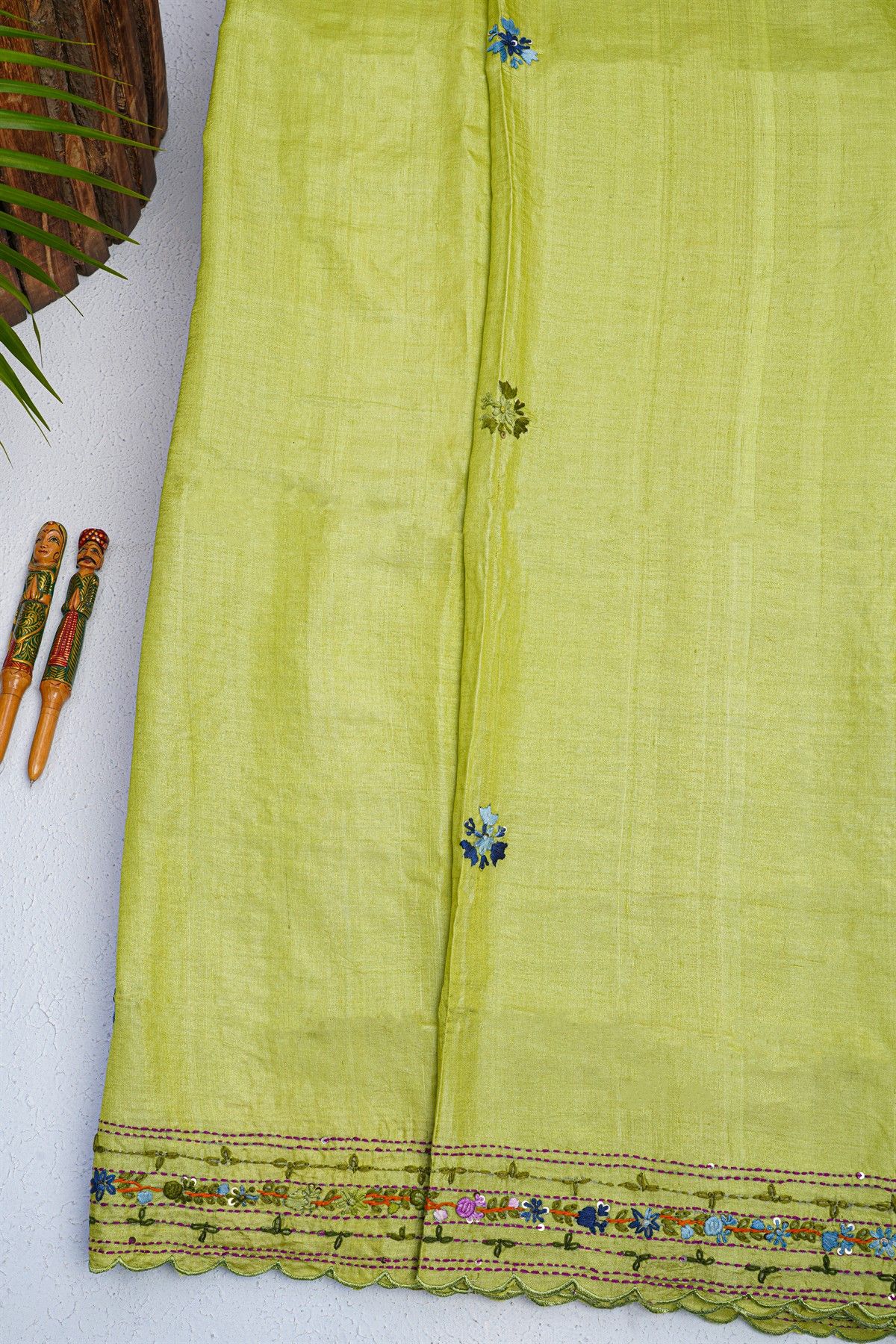 Fancy Tussar Parrot  Green Saree