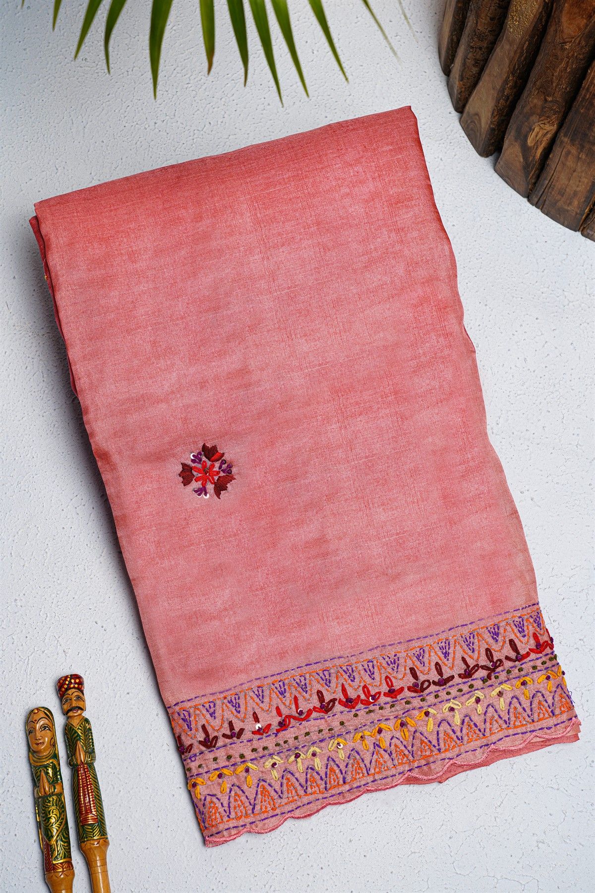 Fancy Tussar Pink  Saree