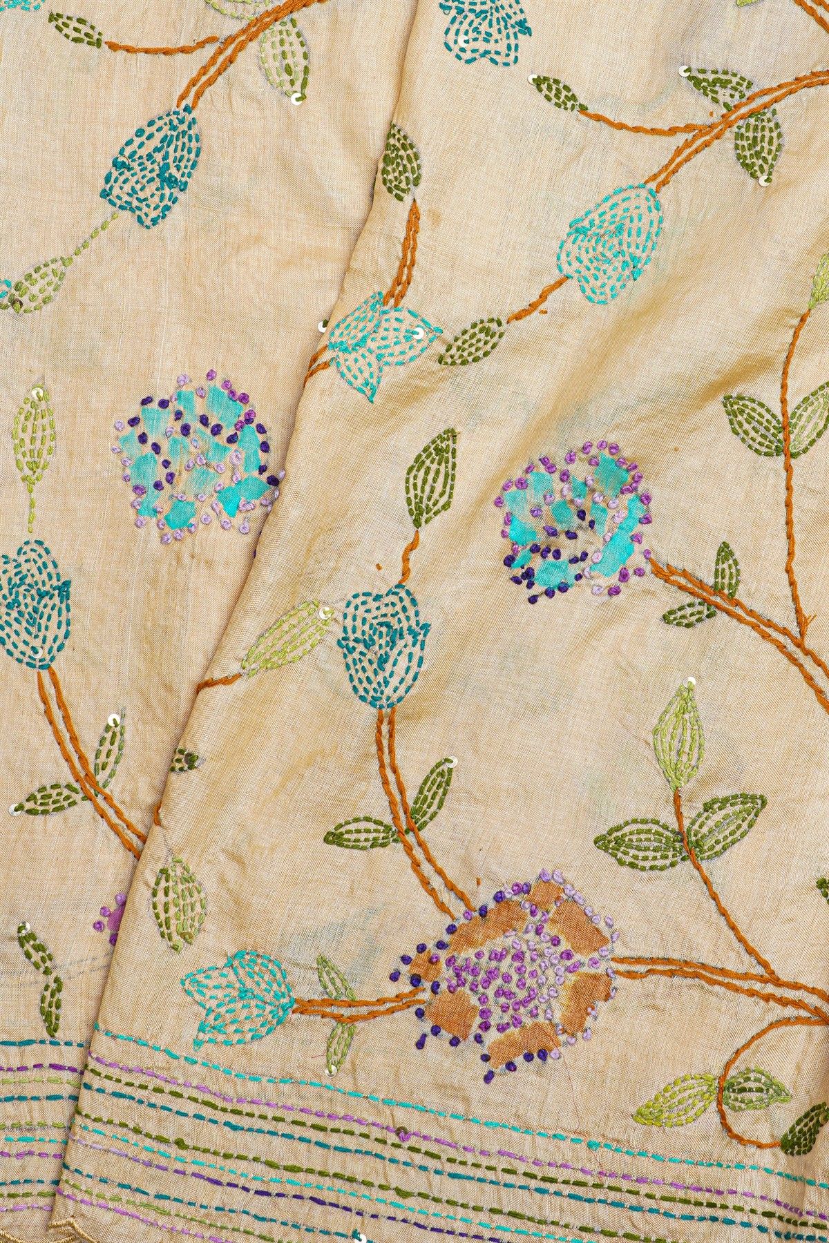 Fancy Tussar Silk Cream Saree