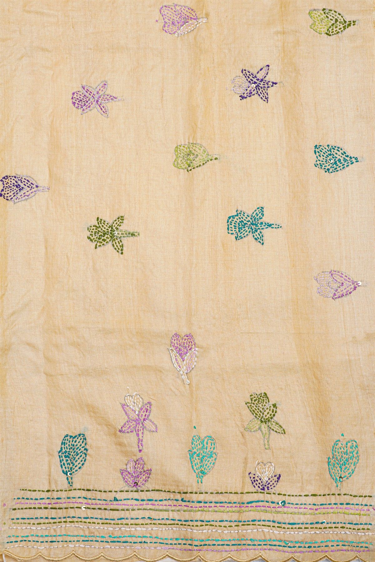 Fancy Tussar Silk Cream Saree