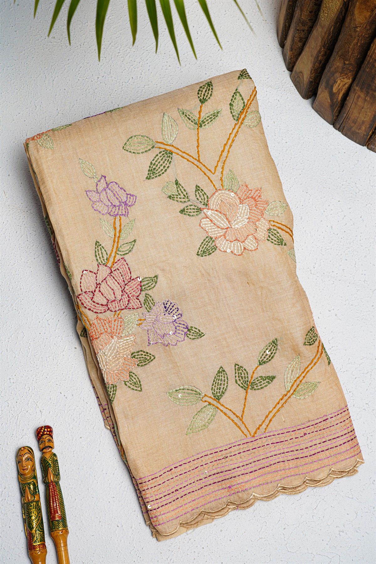 Fancy Tussar Cream  Saree