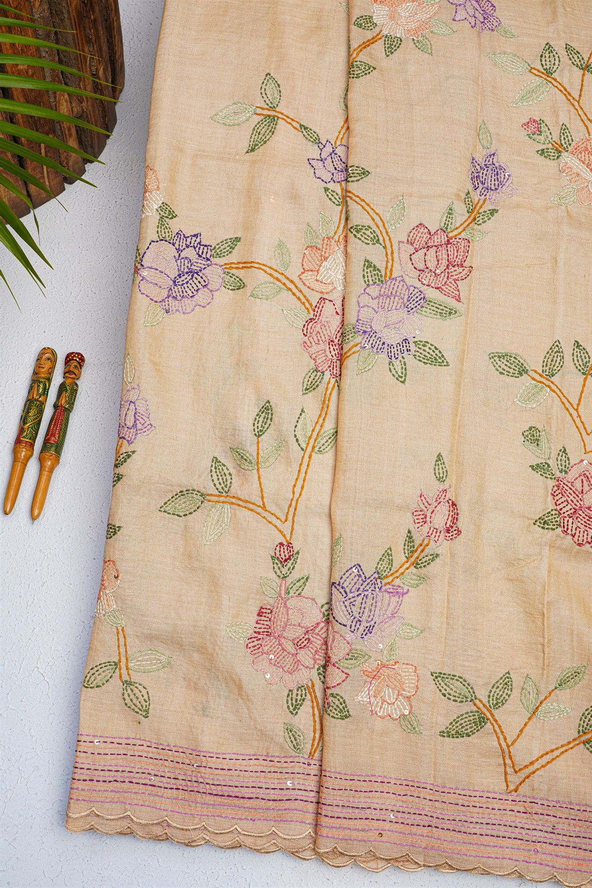 Fancy Tussar Cream  Saree