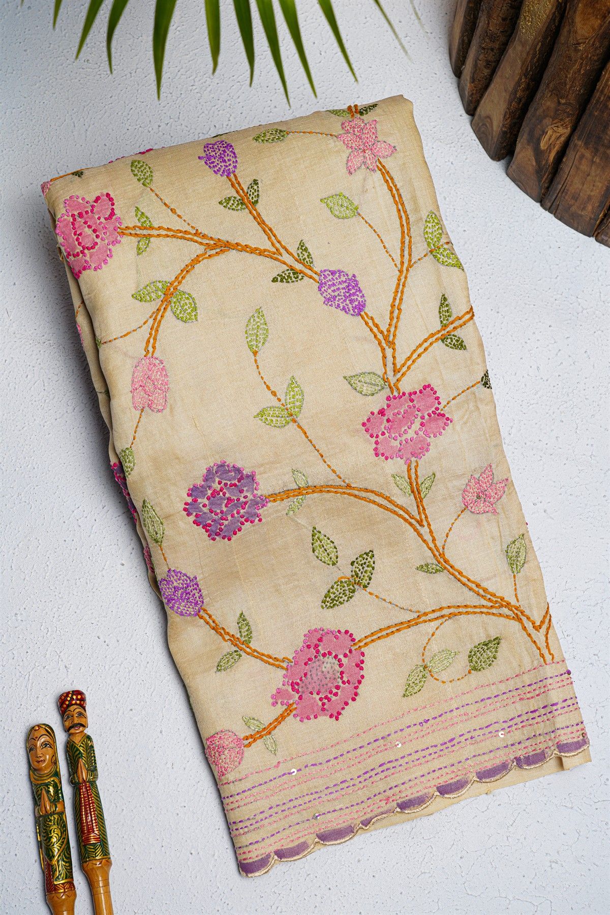 Fancy Tussar Cream Saree