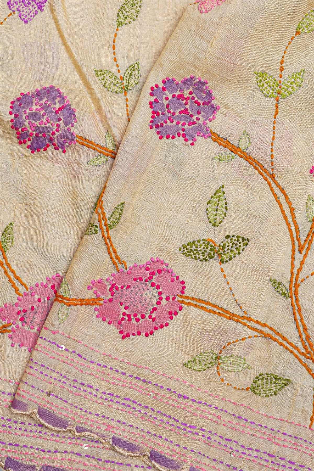 Fancy Tussar Cream Saree