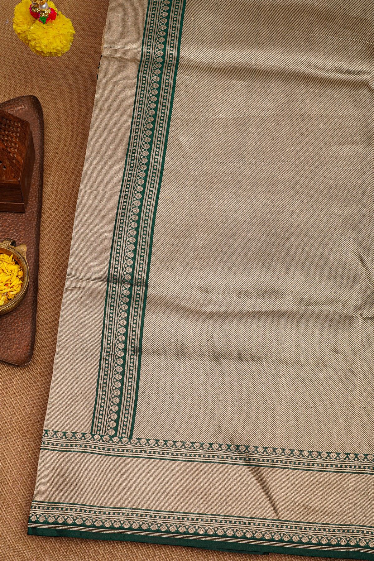 Banarasi Silk Bottle Green Saree