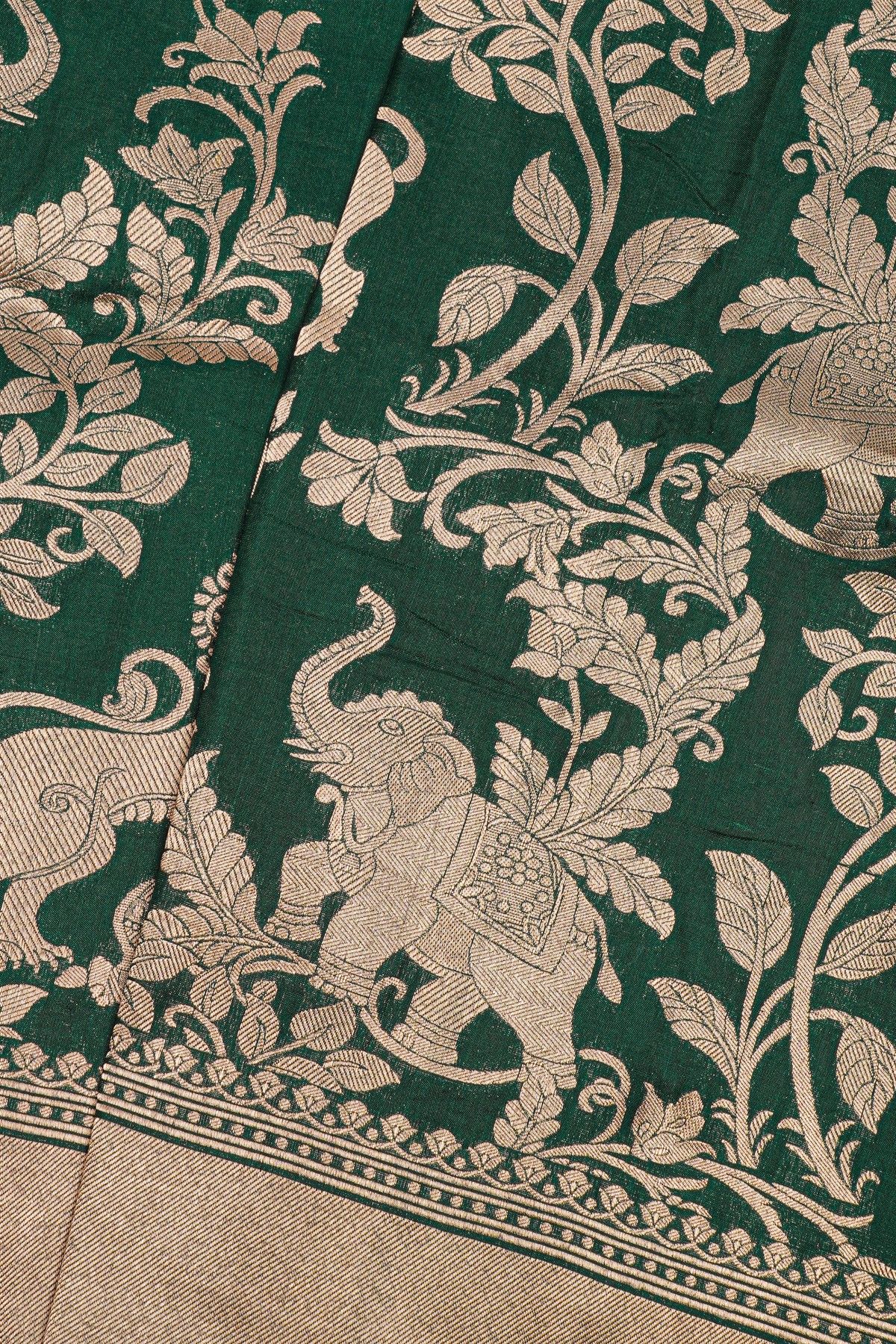 Banarasi Silk Bottle Green Saree