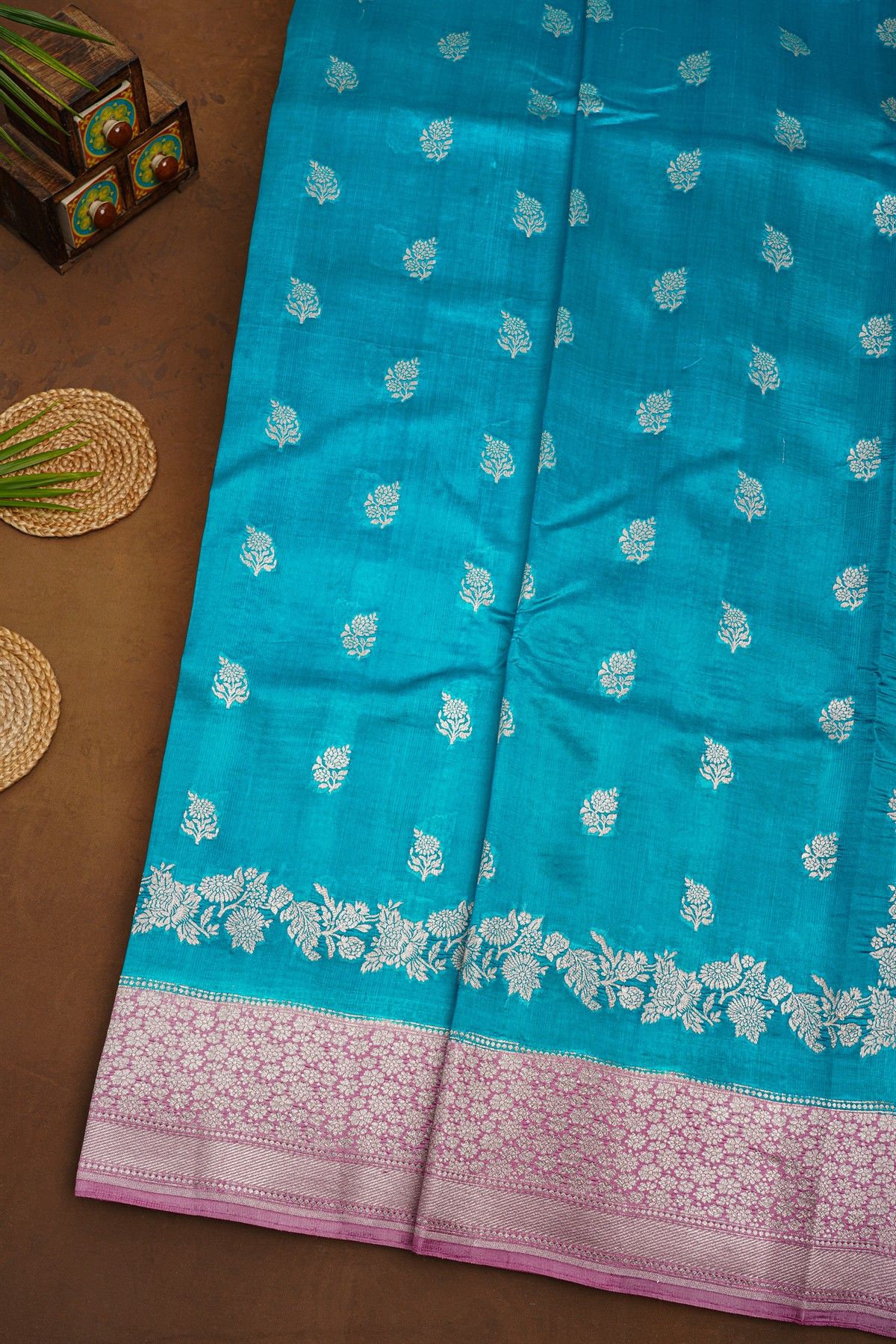 Fancy Matka Silk Sky Blue Saree