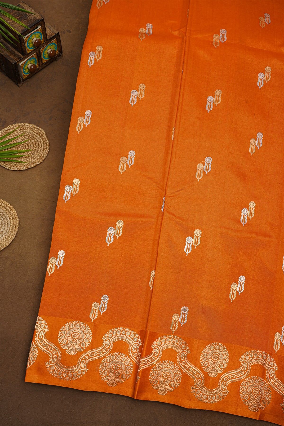 Fancy Matka Silk Orange Saree