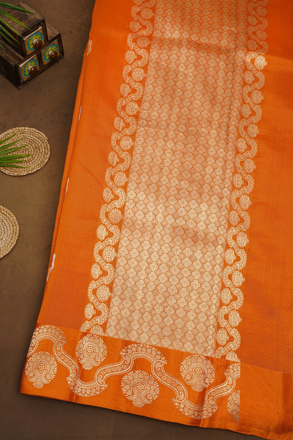 Fancy Matka Silk Orange Saree