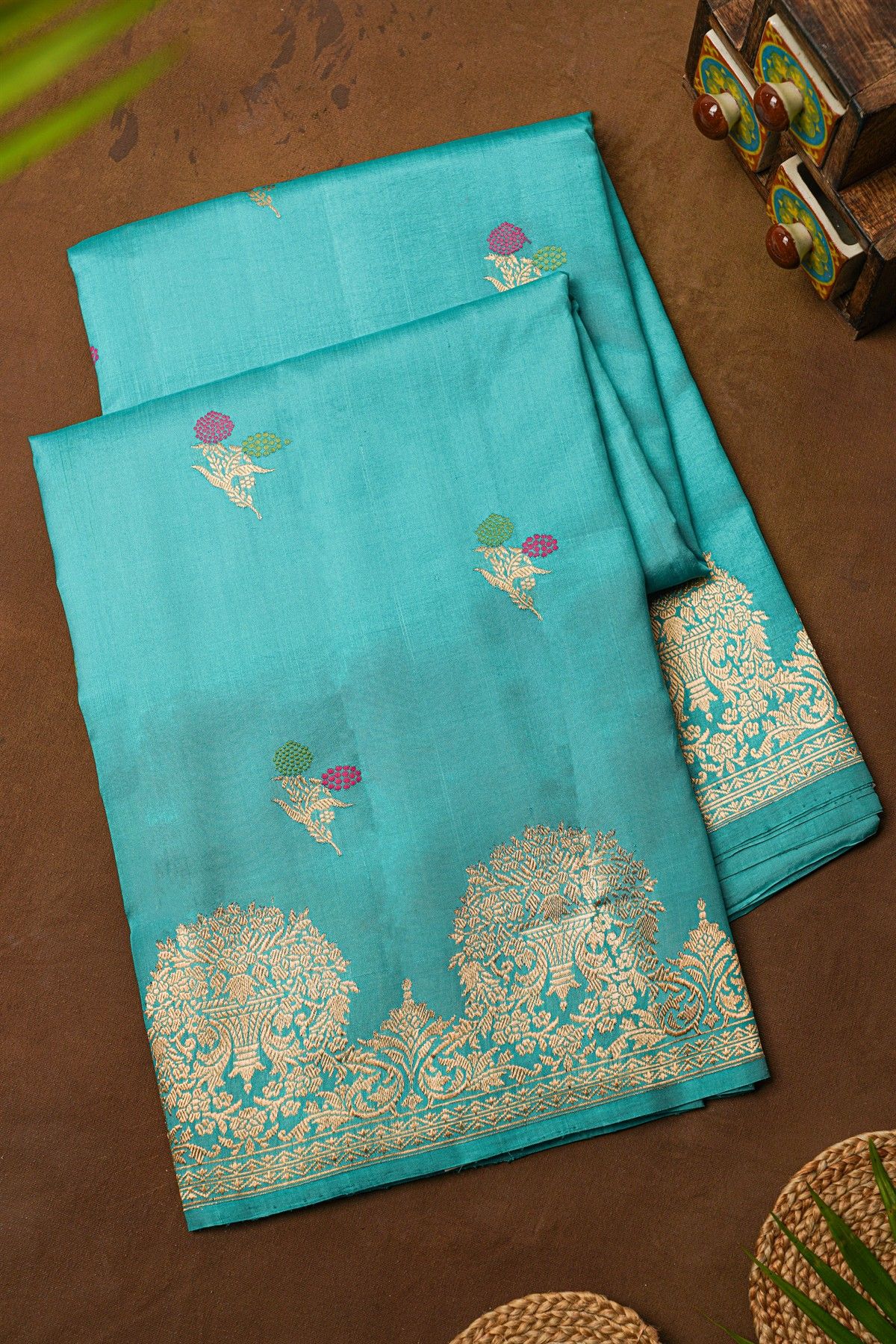 Fancy Matka Silk Sky Blue Saree