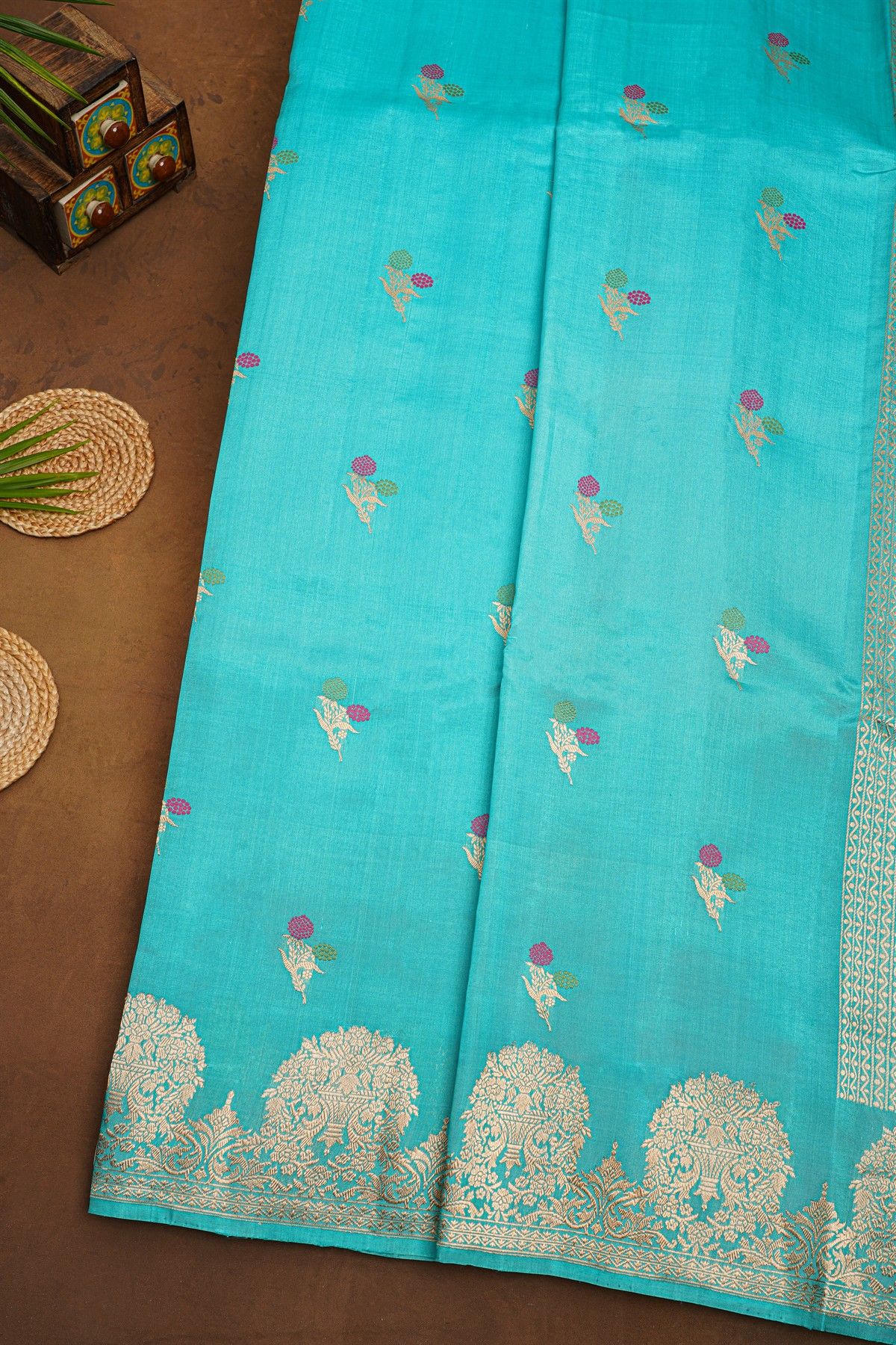 Fancy Matka Silk Sky Blue Saree