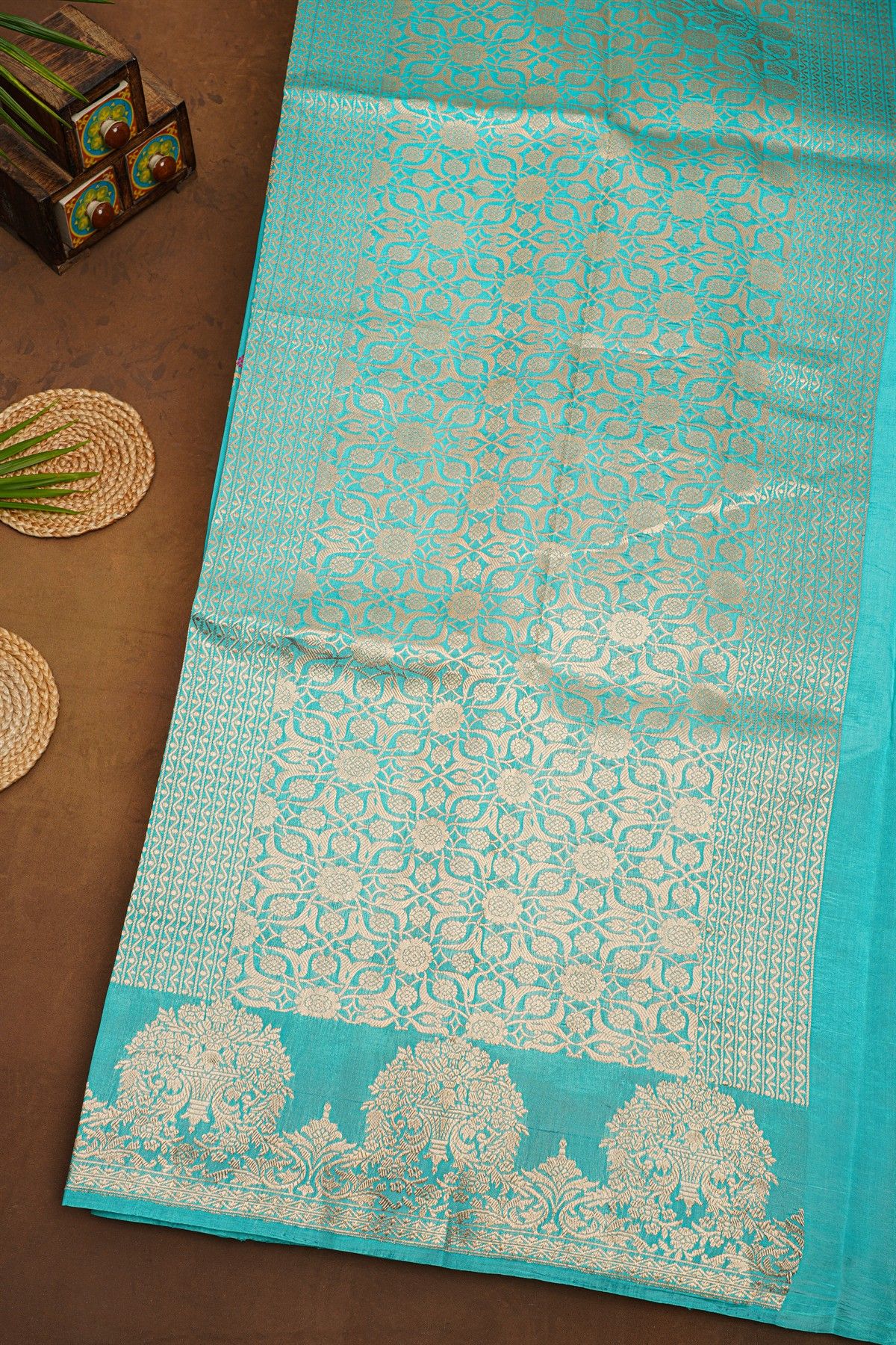 Fancy Matka Silk Sky Blue Saree