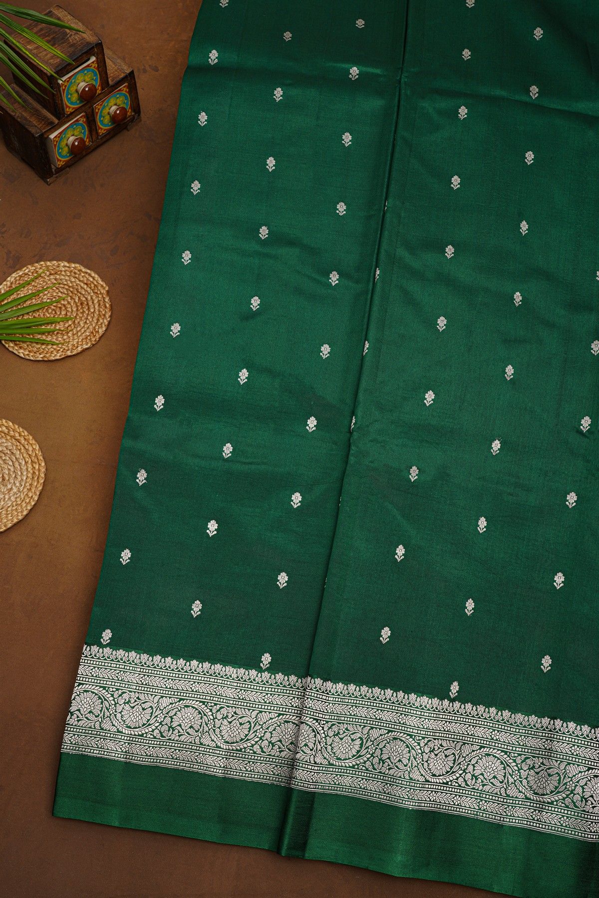 Fancy Matka Silk Bottle Green Saree
