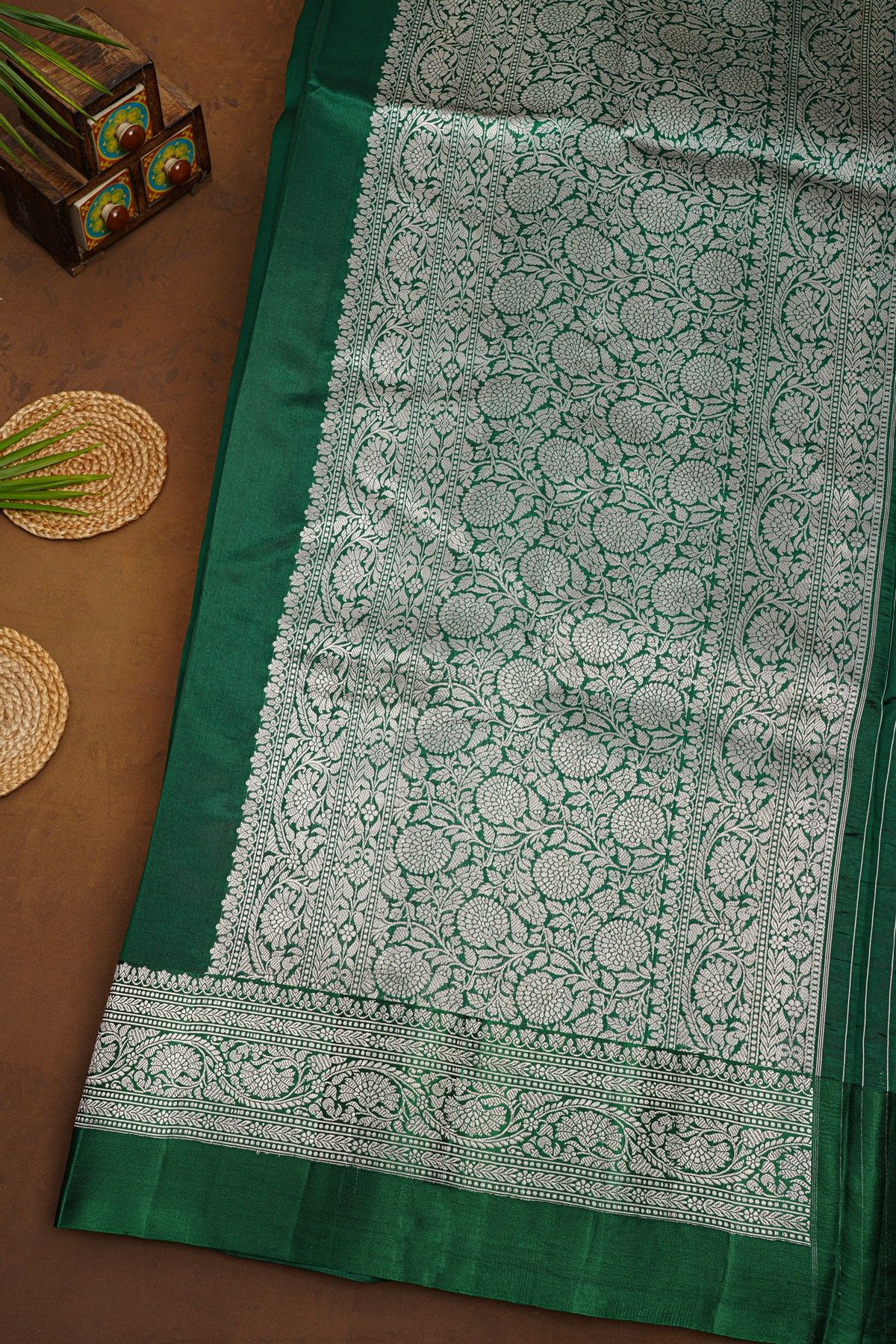 Fancy Matka Silk Bottle Green Saree