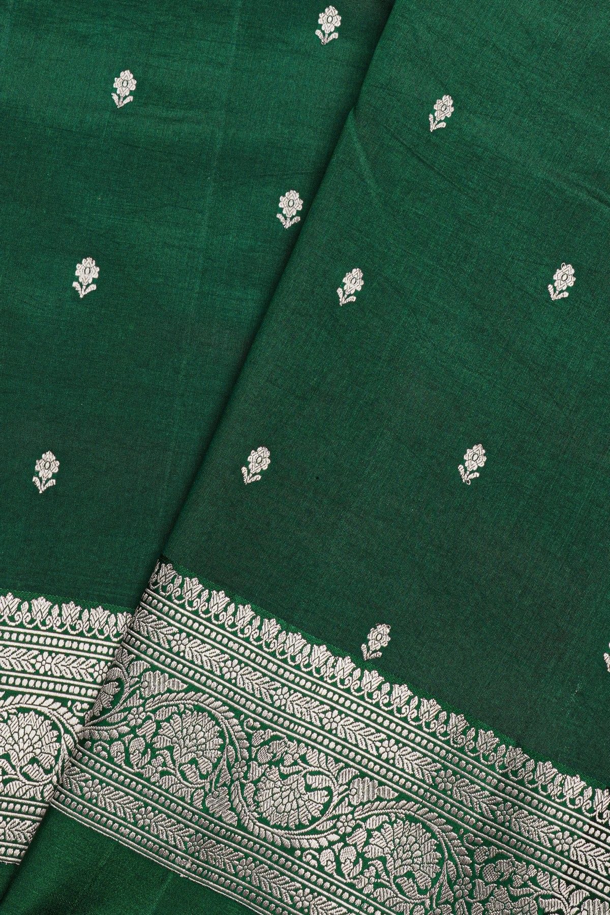 Fancy Matka Silk Bottle Green Saree