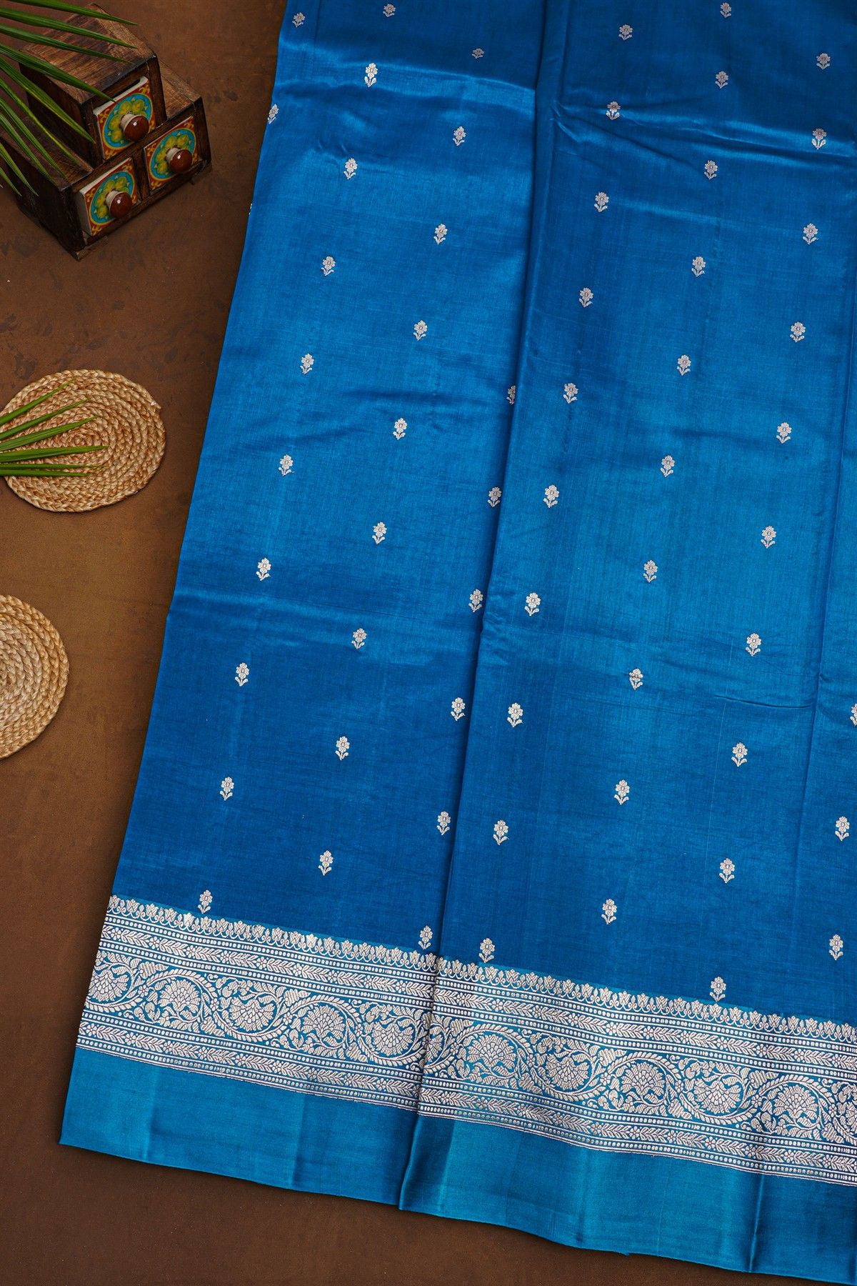Fancy Matka Silk Blue Saree