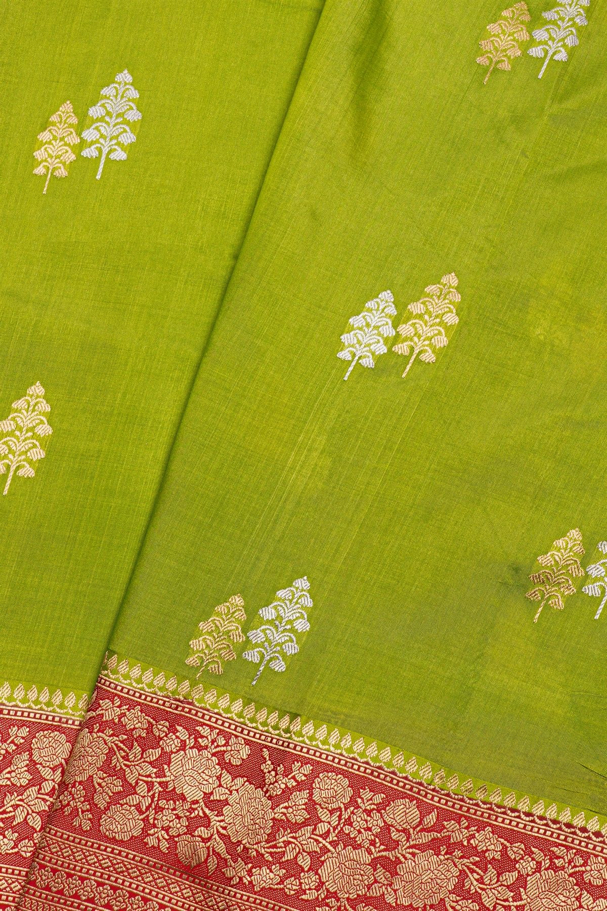 Fancy Matka Silk Parrot Green Saree