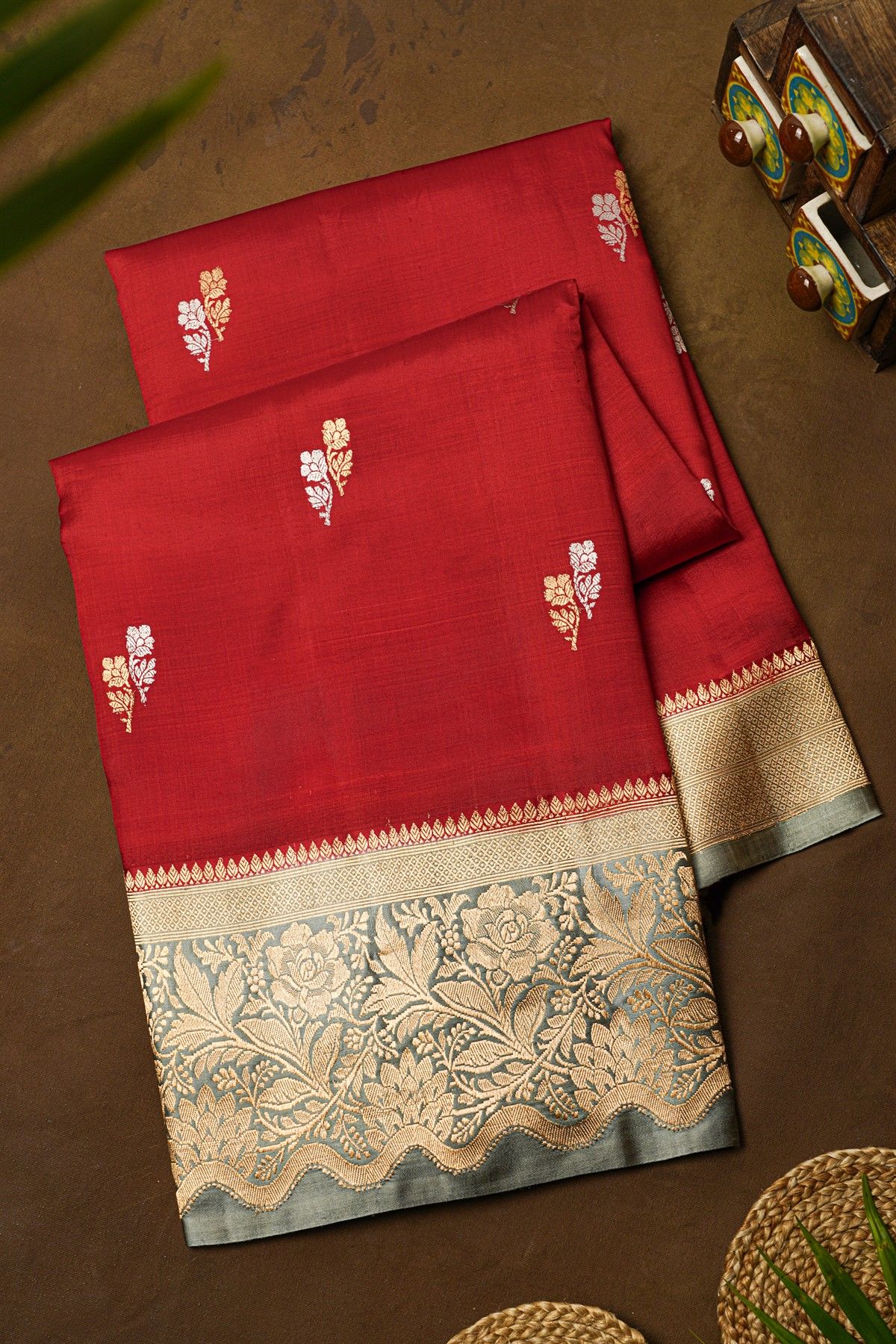 Matka Silk Red Saree