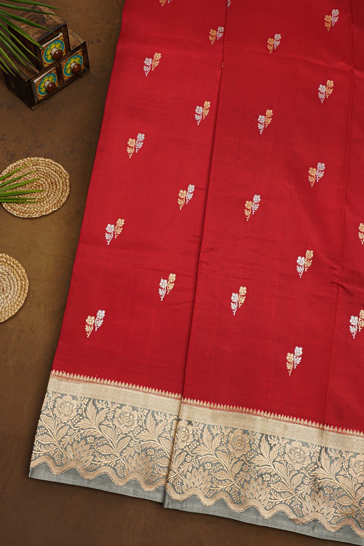 Matka Silk Red Saree