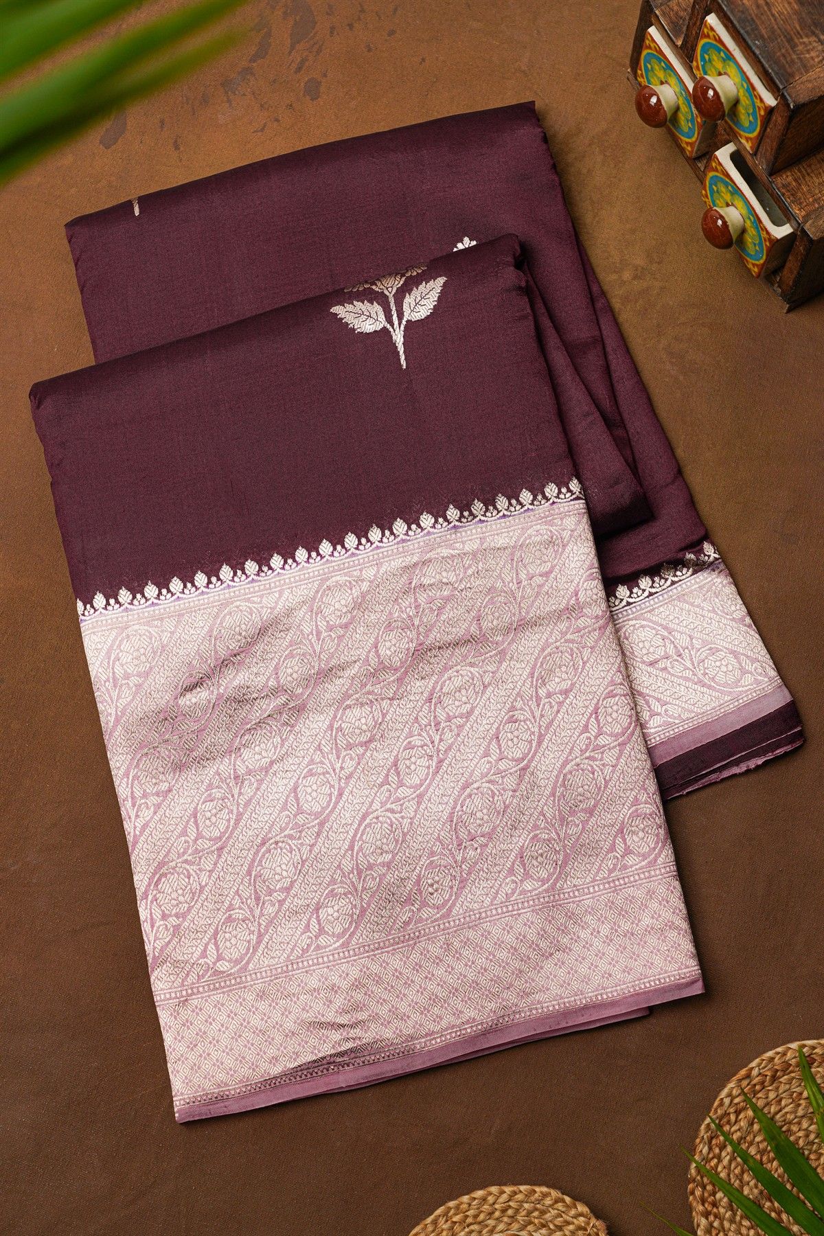 Designer Matka Silk Brown Saree