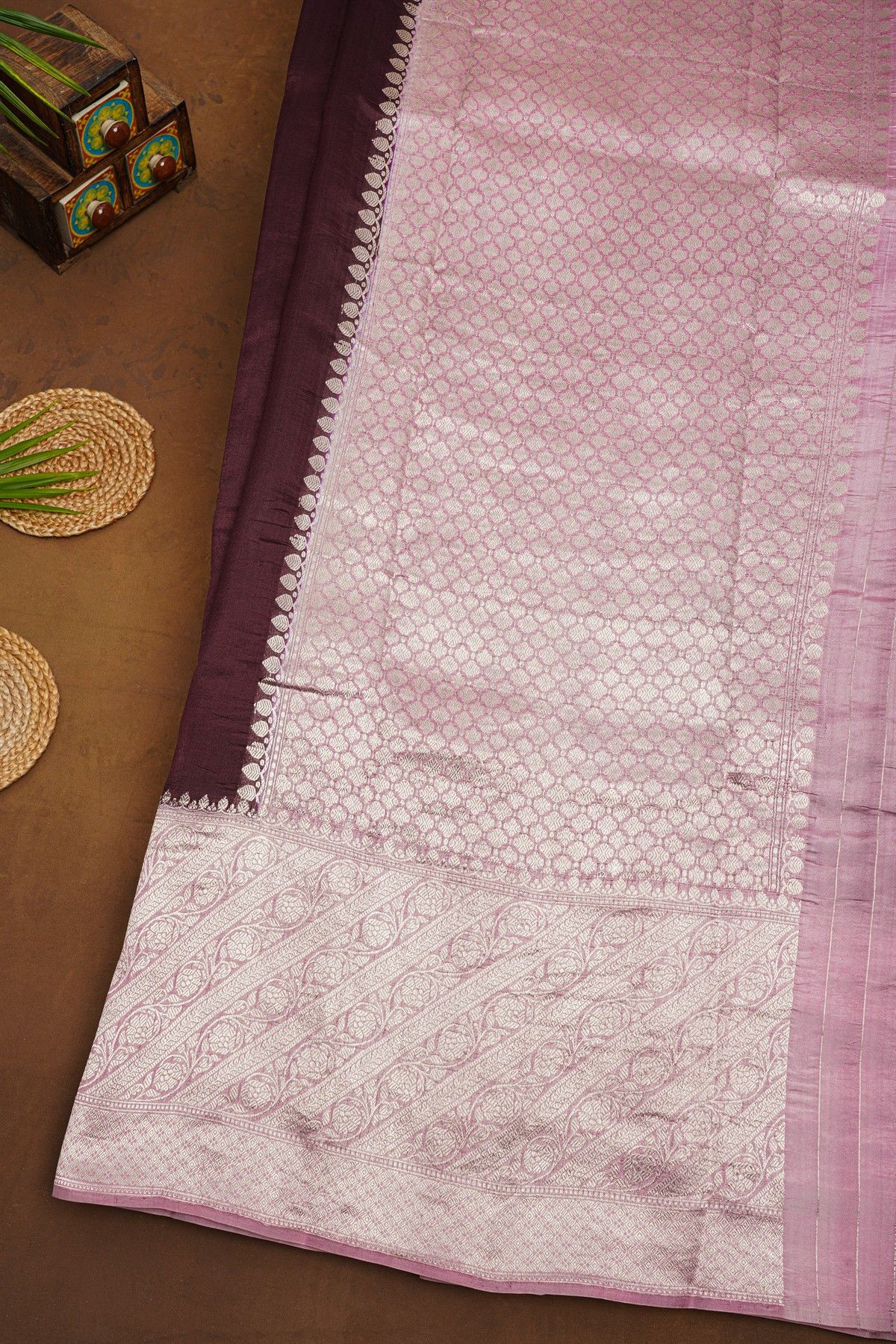 Designer Matka Silk Brown Saree