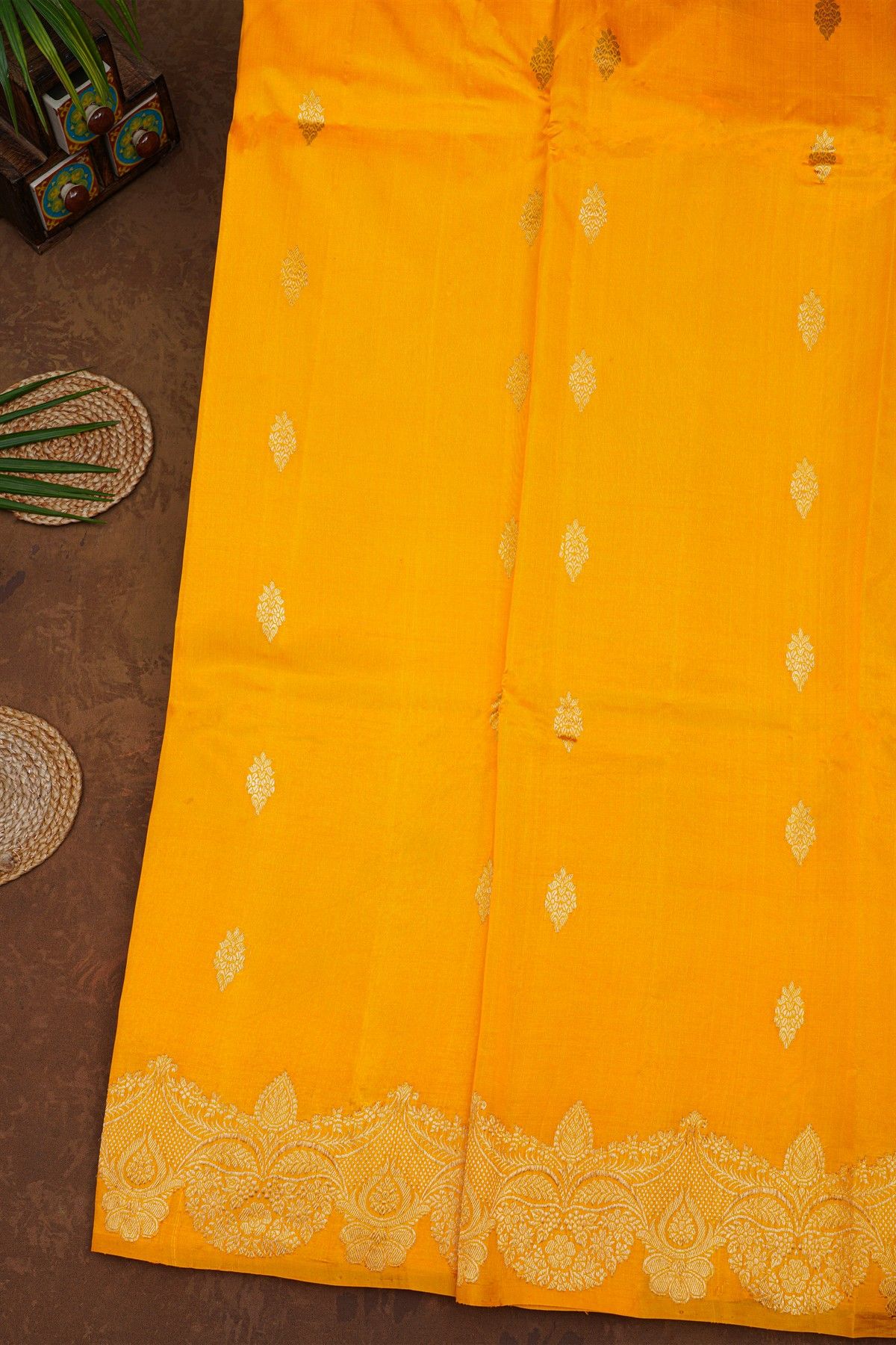 Fancy Matka Silk Mustard And Orange Saree