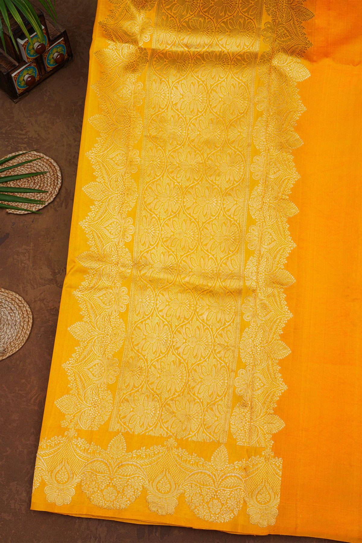 Fancy Matka Silk Mustard And Orange Saree