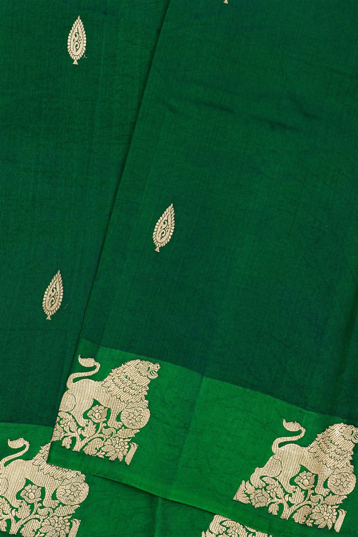 Matka Silk Bottle Green  Saree