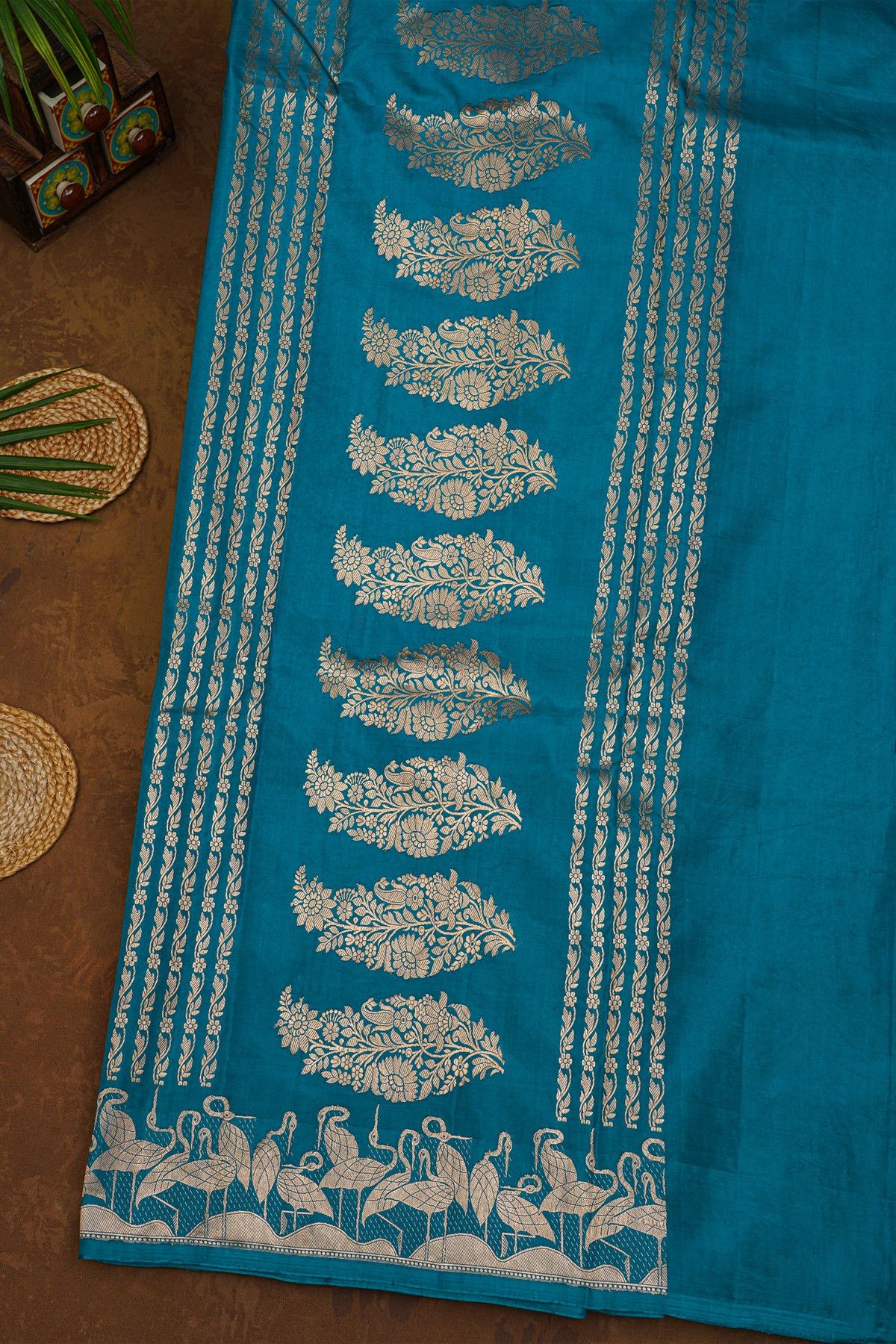 Matka Silk Teal Blue Saree