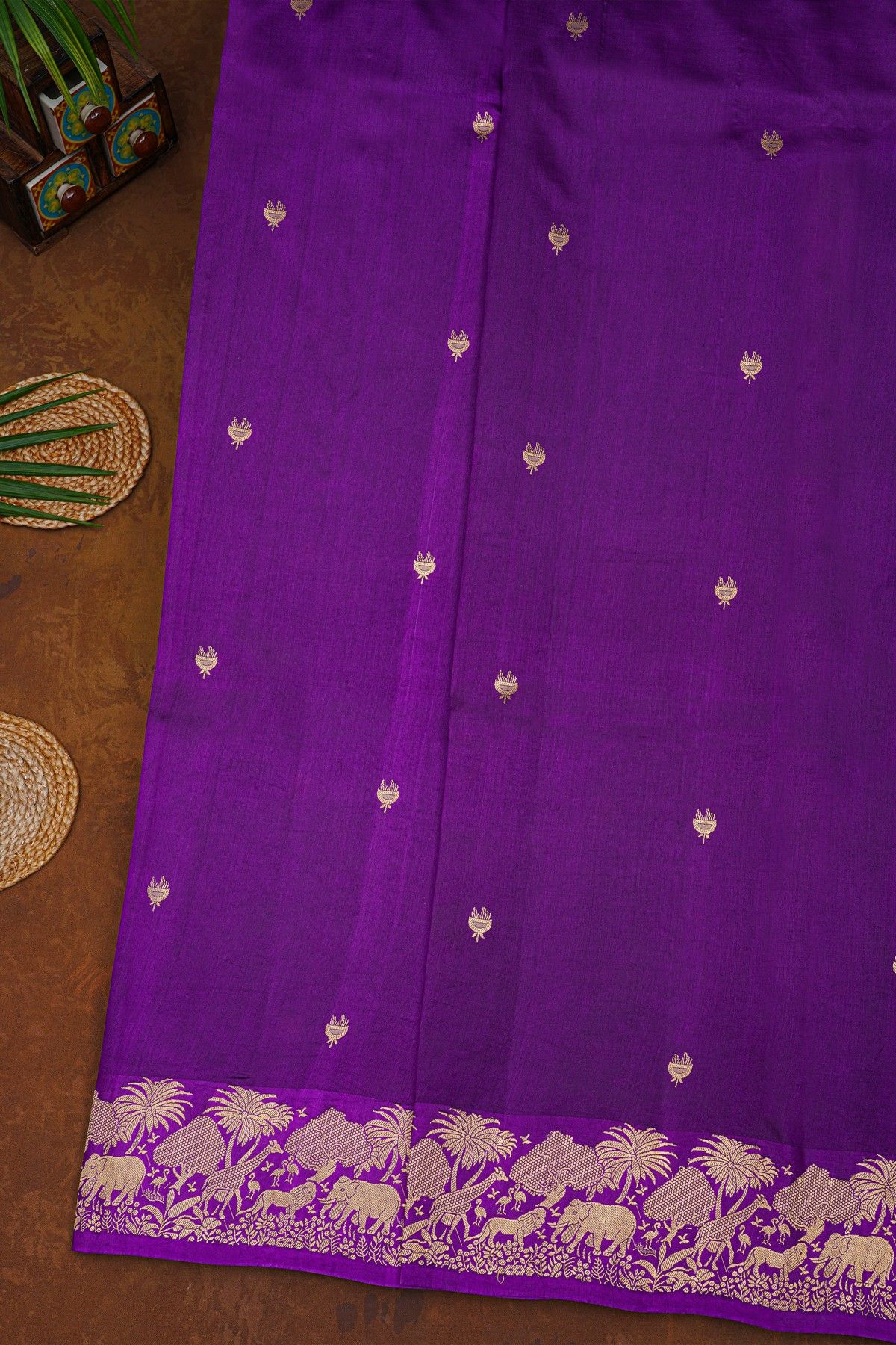 Matka Silk Violet  Saree