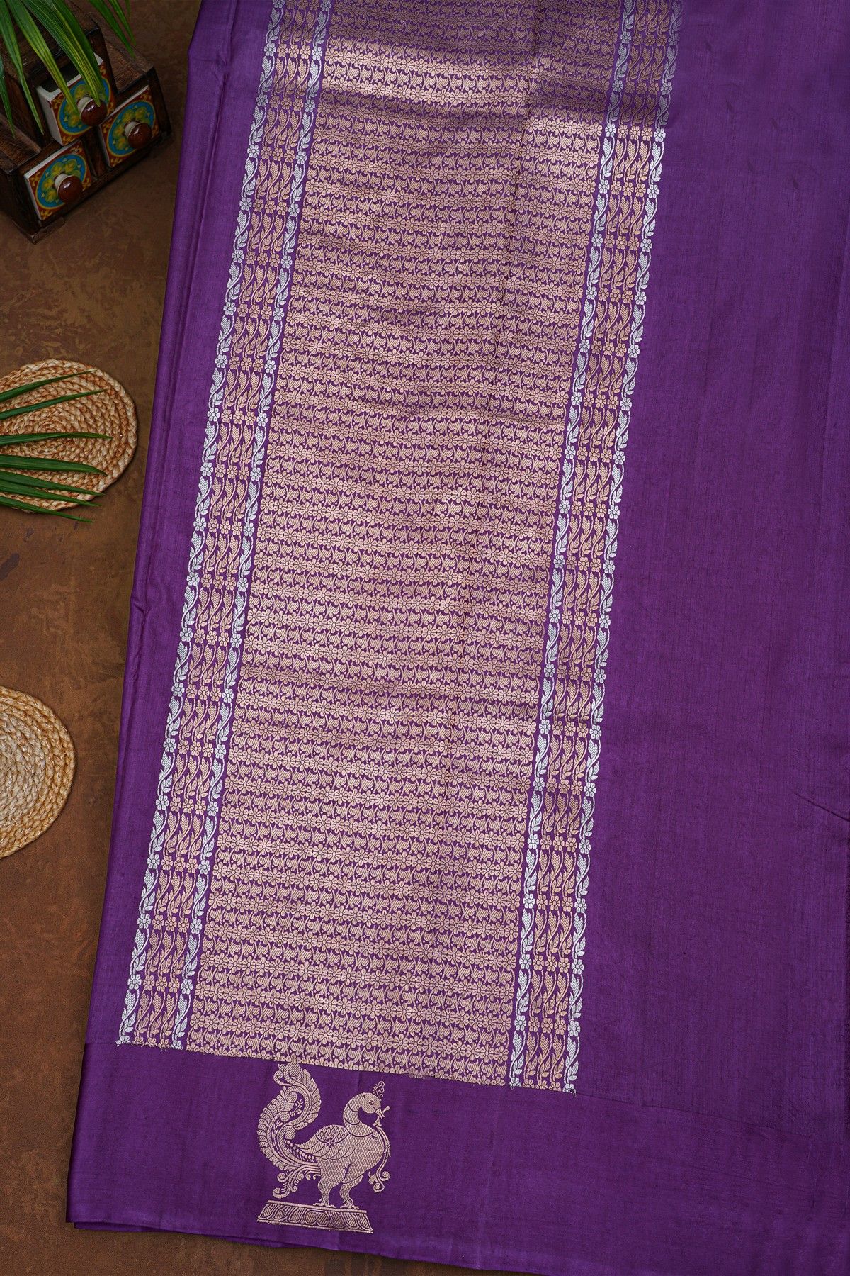Matka Silk Violet  Saree
